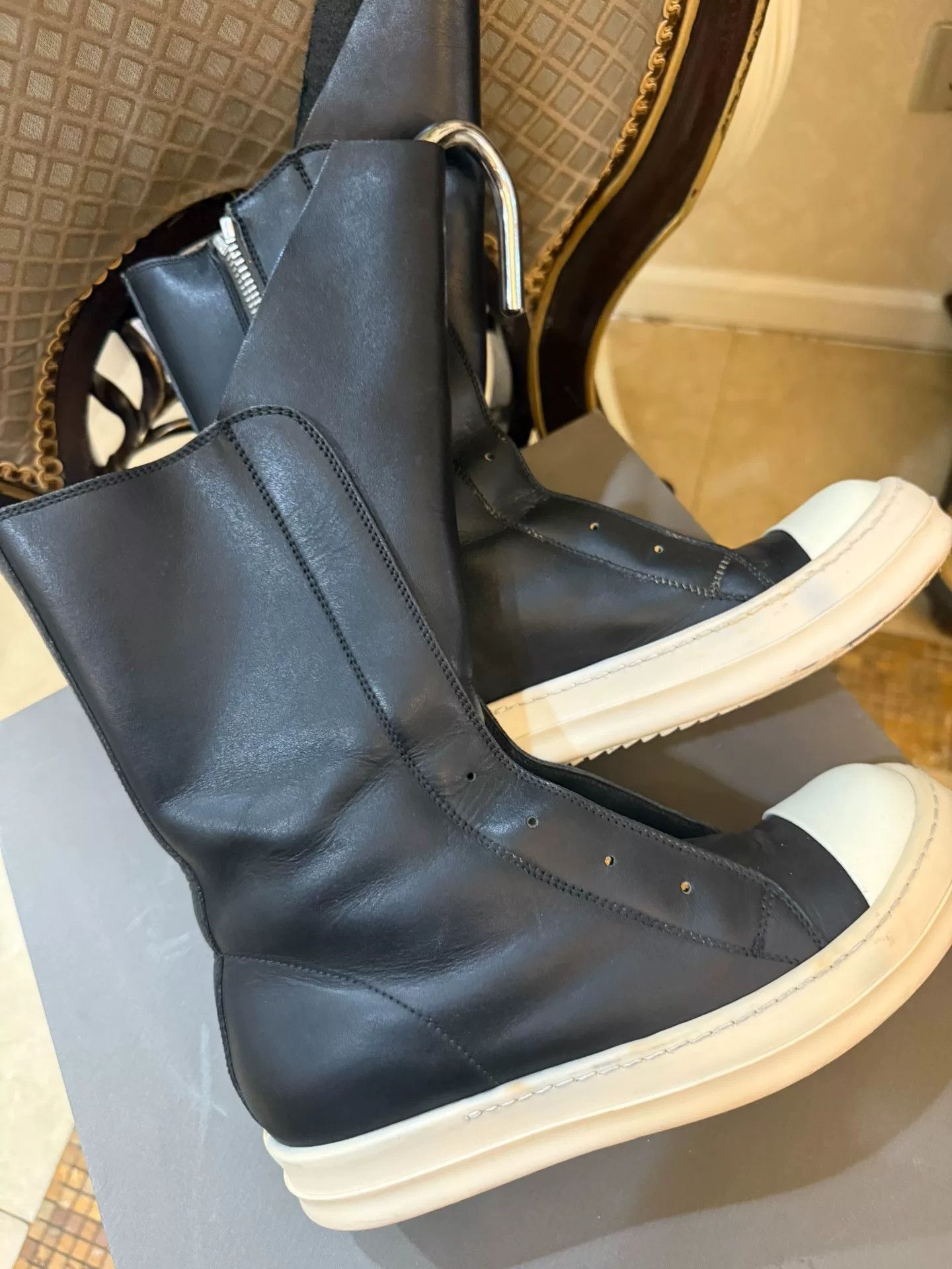 Rick Owens Rick Owens Black Leather Mid-Calf Boots Size US 5 / EU 37 - 5 Thumbnail