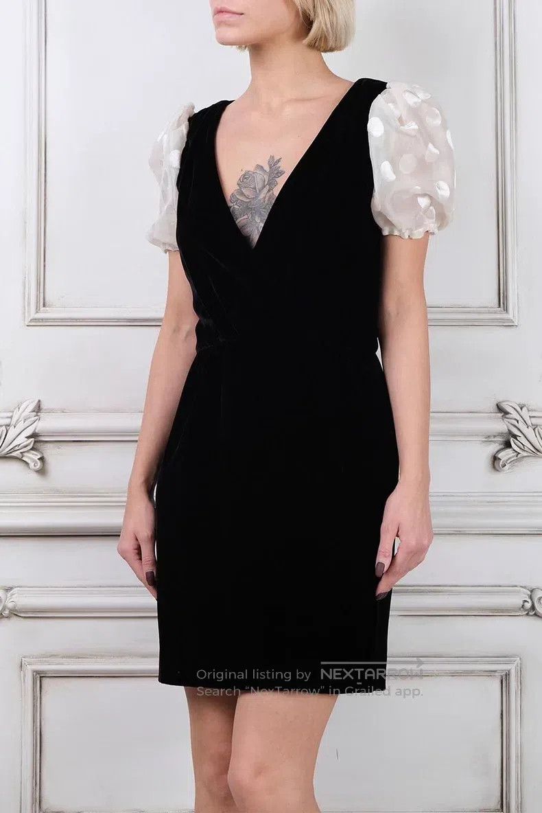 Valentino Valentino Black puff sleeve velvet dress Size S / US 4 / IT 40 - 2 Thumbnail