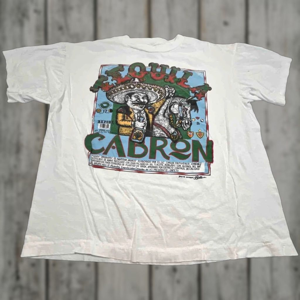 Vintage Tequila Cabron Graphic T Shirt Men’s XL White Vintage Y2K Size US XL / EU 56 / 4 - 1 Thumbnail
