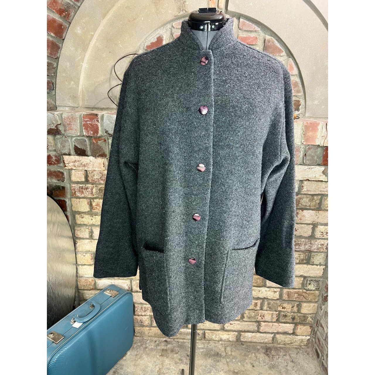 Norm Thompson Norm Thompson coat wool patch pockets gray Size L / US 10 / IT 46 - 1 Thumbnail
