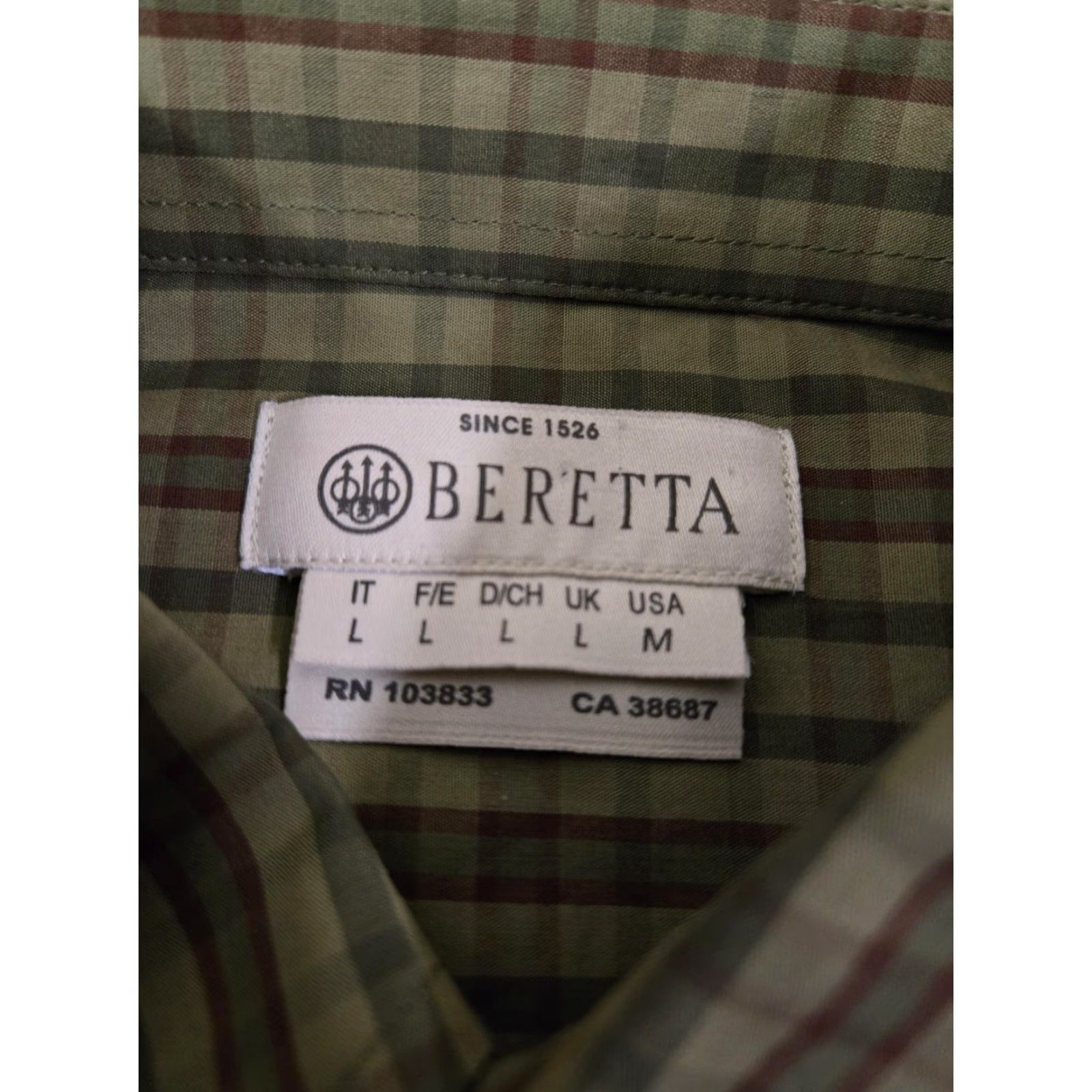 Vintage Beretta Shirt Mens Large Green Plaid Button Down Long Sleeve Hunting Tartan NWT Size US L / EU 52-54 / 3 - 6 Thumbnail