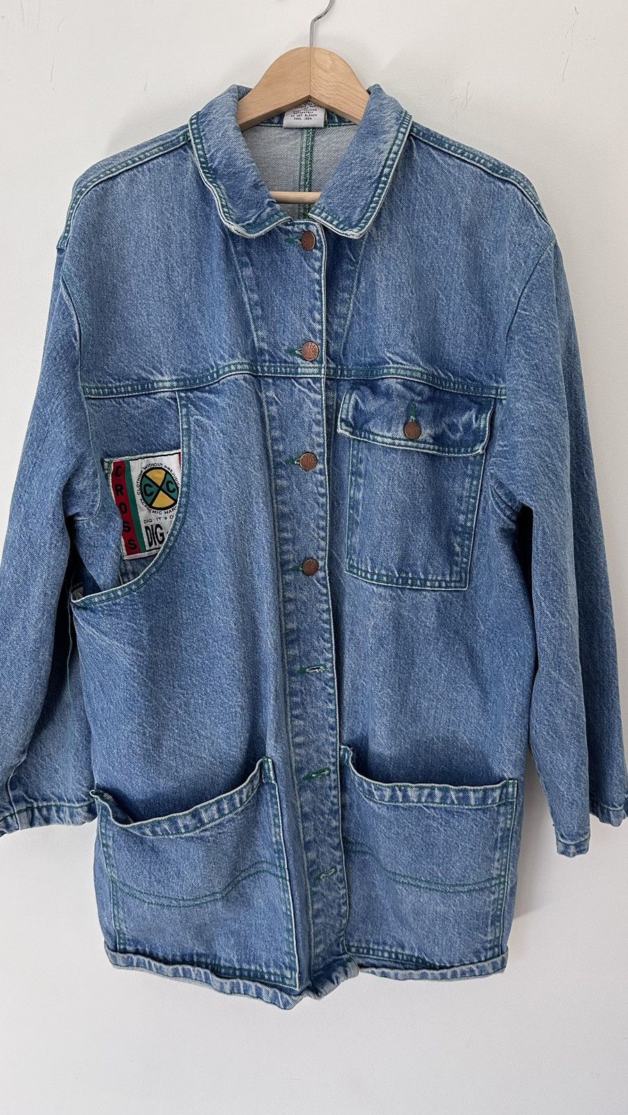 image of Cross Colours Vintage Denim Chore Jacket in Blue, Men's (Size Large)
