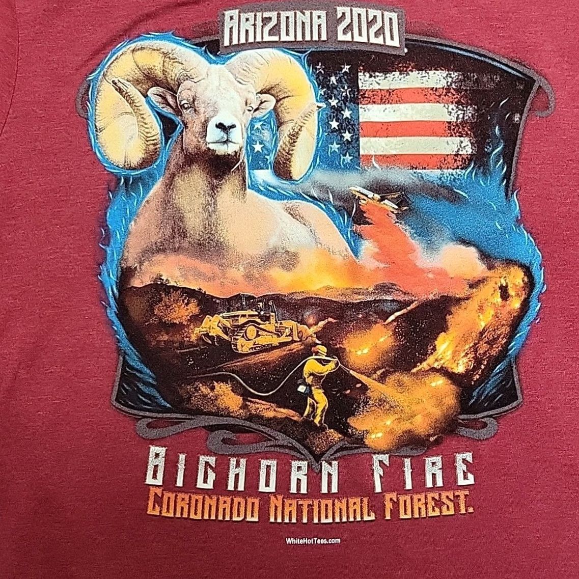 Vintage Wildland Firefighter Shirt Women L 2020 Red Cotton Blend Crew Neck Short Sleeve Graphic Print Size L / US 10 / IT 46 - 6 Thumbnail