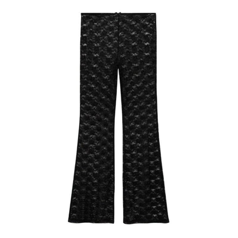 Mango MANGO Straight-Fit Lace Trousers in Black, Size S Size 26" / US 2 / IT 38 - 1 Thumbnail