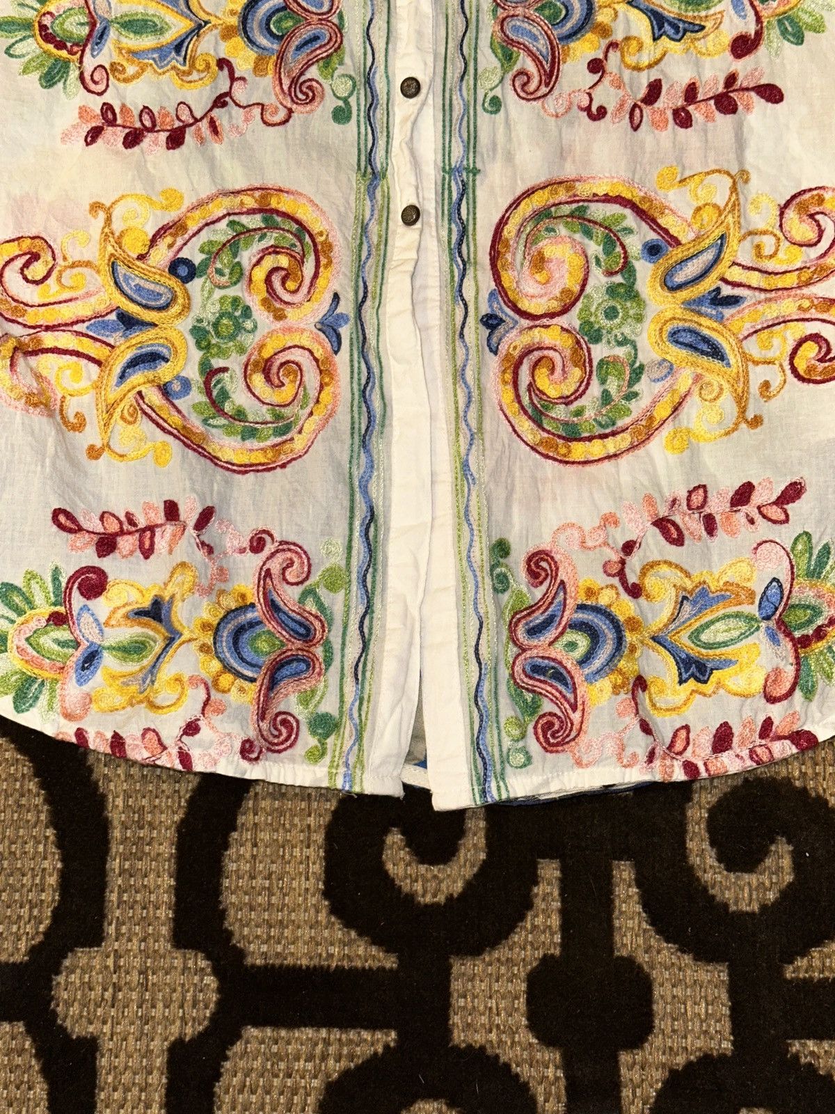 Anthropologie Cyrena Anthropologie Linen Blend Boho Festival Shirt Dress Size L / US 10 / IT 46 - 2 Thumbnail