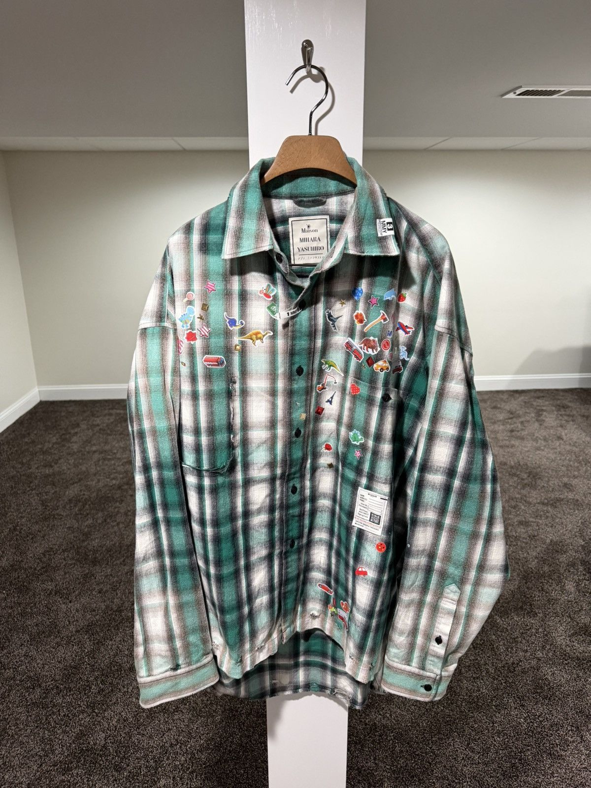 Maison MIHARA YASUHIRO Maison Mihara Yasuhiro Distressed Green Check Flannel Shirt Size US L / EU 52-54 / 3 - 4 Thumbnail