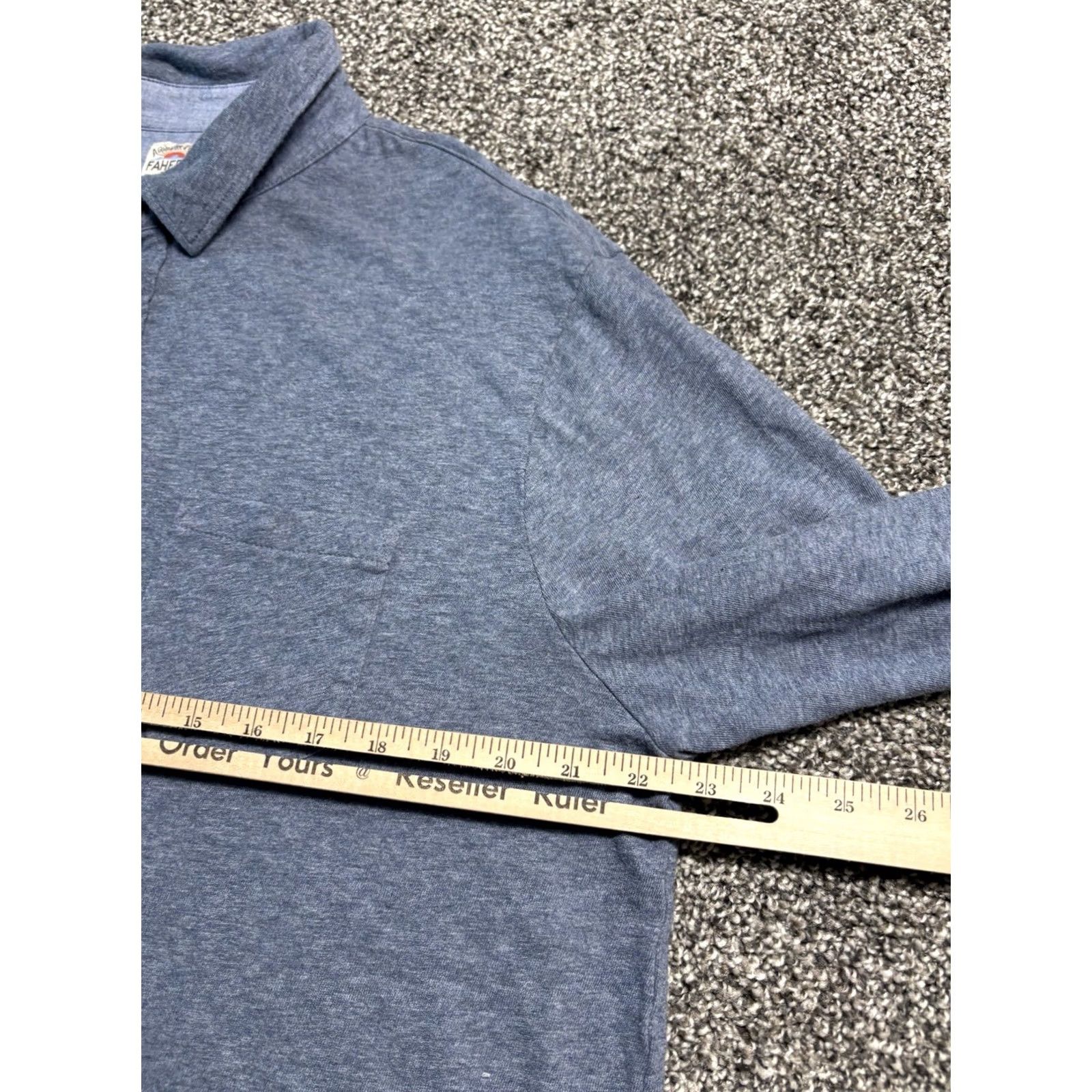 Faherty Faherty Polo Mens XL Blue Heather Shirt Long Sleeve Pocket Soft Organic Cotton Size US XL / EU 56 / 4 - 5 Thumbnail