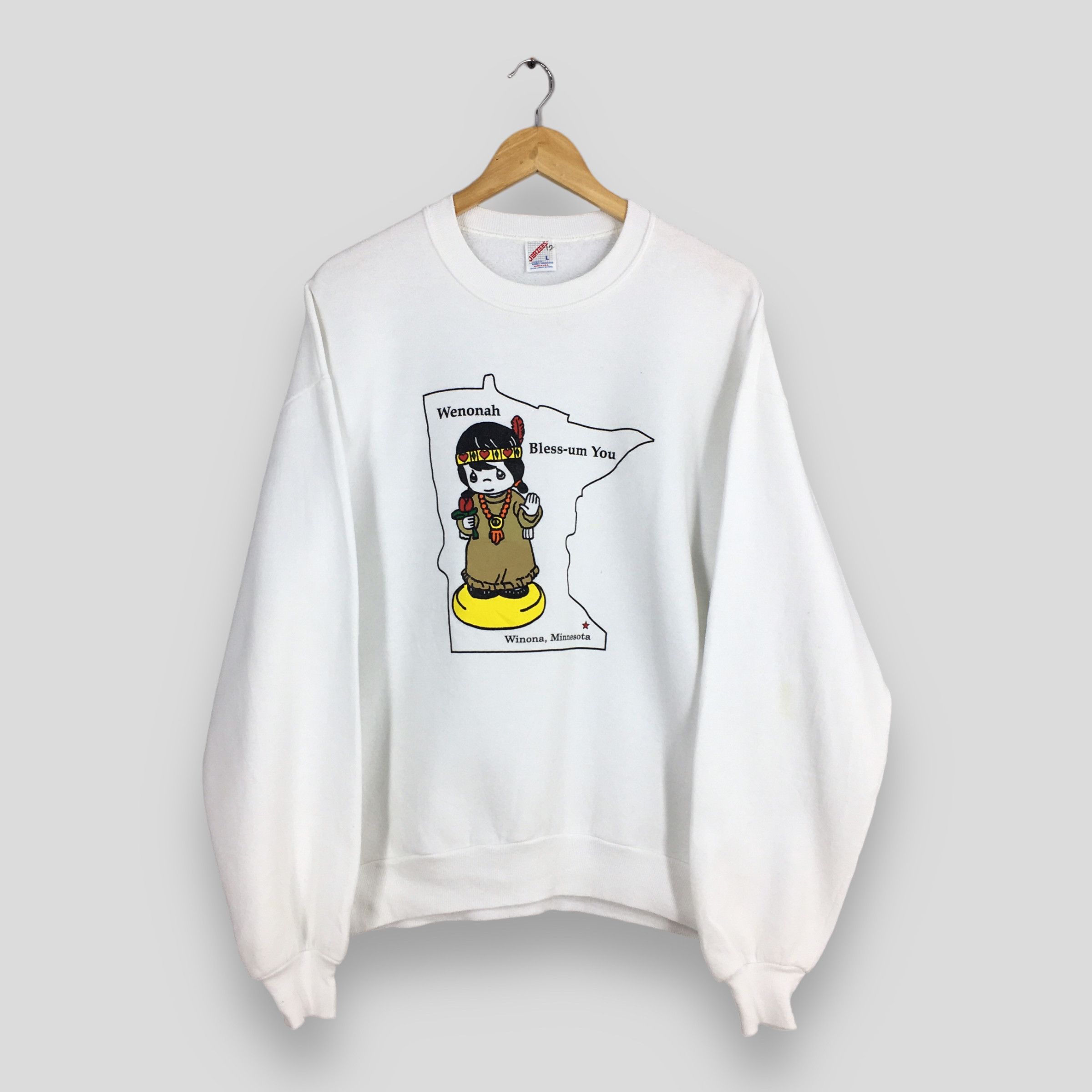 Jerzees Vintage 90s Wenonah Bless Um You Pullover Sweatshirt Large Size US L / EU 52-54 / 3 - 1 Thumbnail