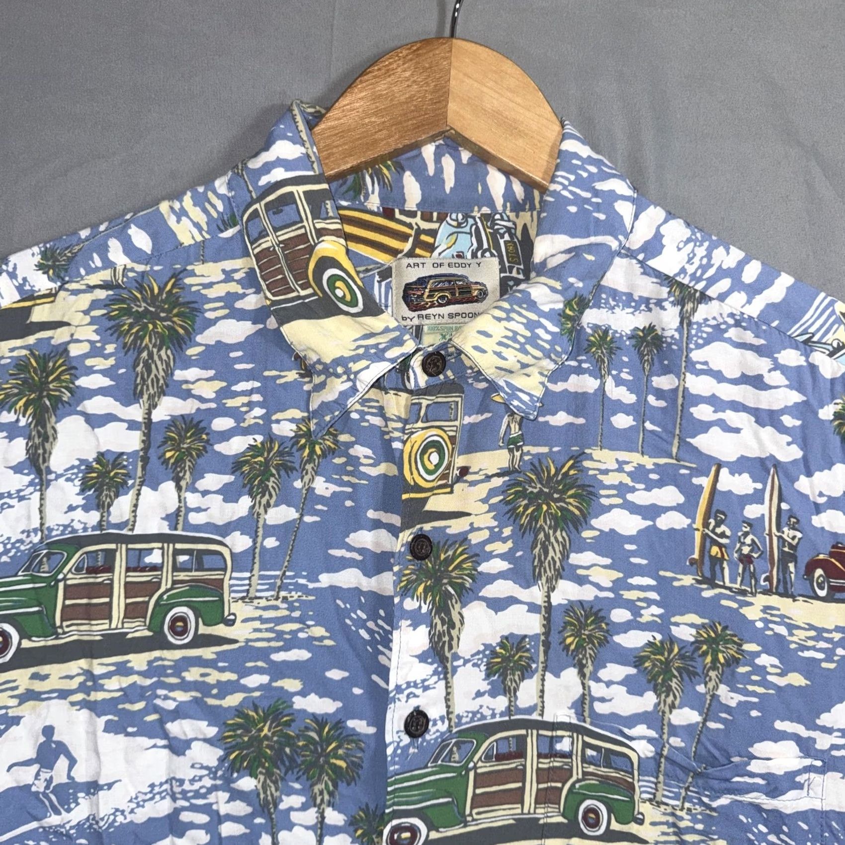 Reyn Spooner VINTAGE Reyn Spooner Shirt Mens XL Blue Art Of Eddy Y Surf Woody Hawaiian 90s Size US XL / EU 56 / 4 - 3 Thumbnail