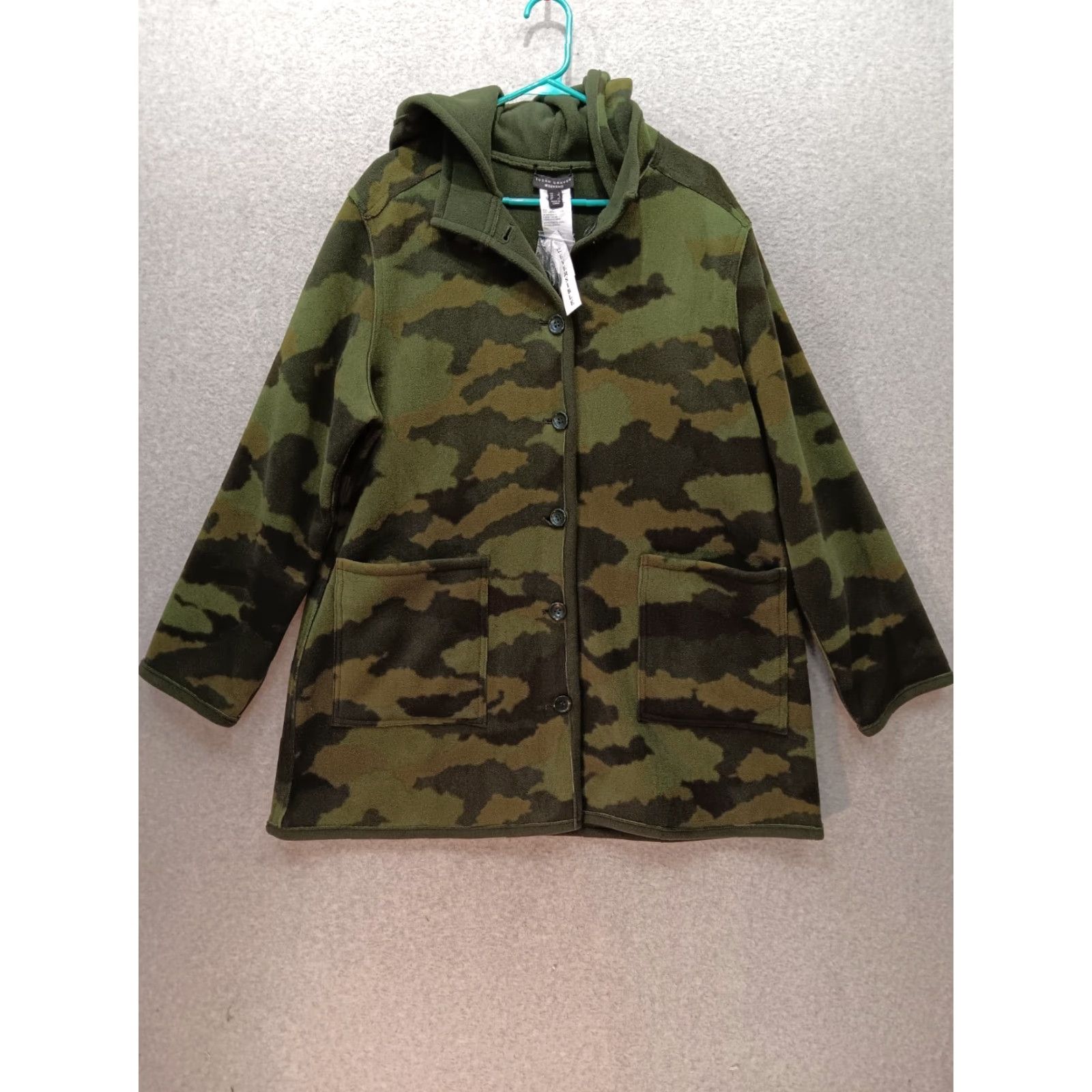 Vintage Susan Graver Weekend Reversible Fleece Jacket Womens L Reversible Camouflage Green NWT Jacket Size L / US 10 / IT 46 - 5 Thumbnail