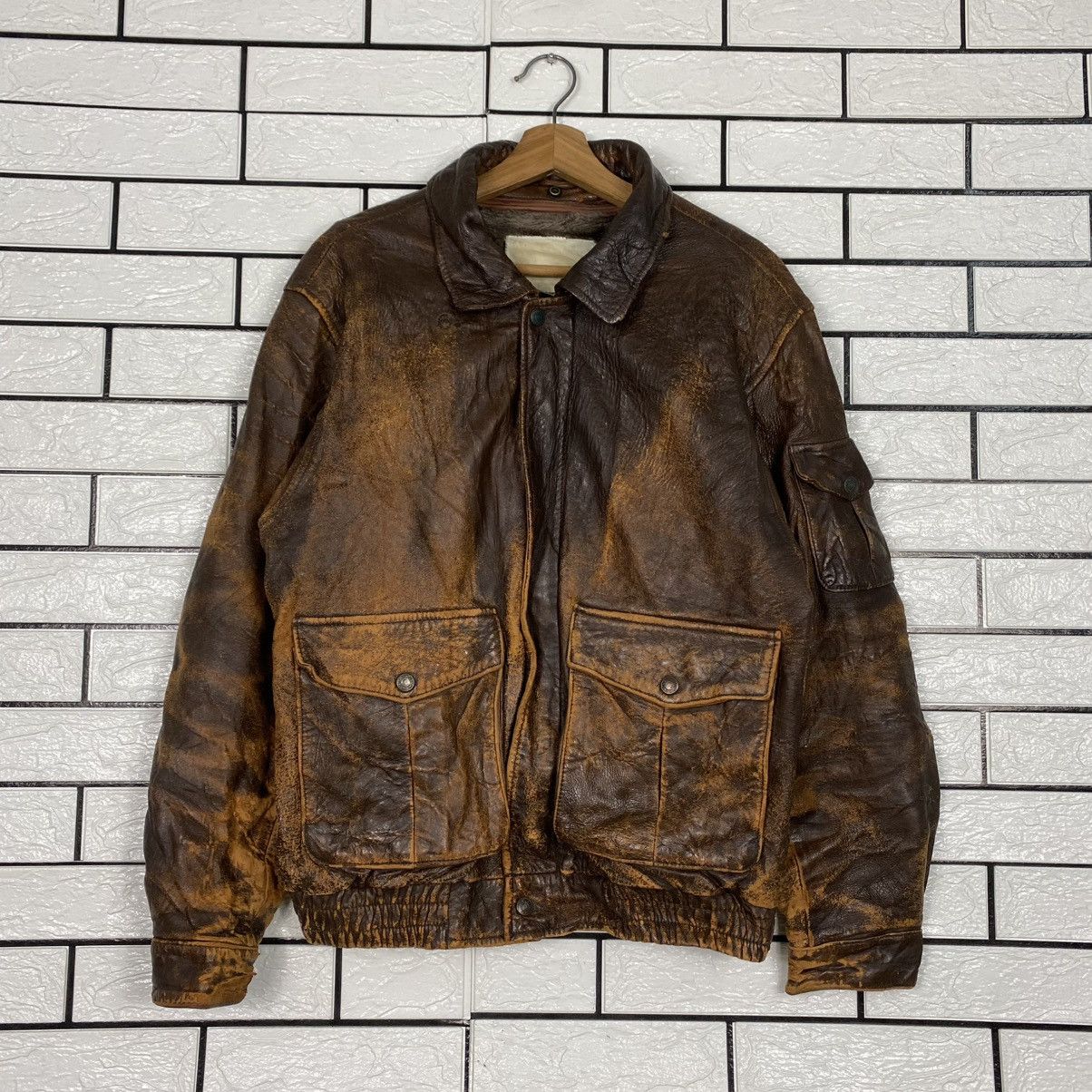Vintage 🔥VINTAGE FLY LEATHER JACKET BLANKET AERO LEATHER Size US M / EU 48-50 / 2 - 1 Thumbnail