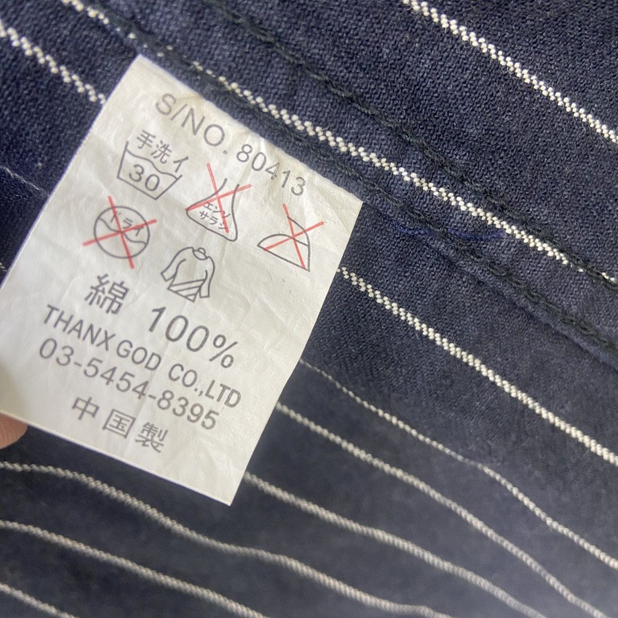 Japanese Brand Japanese Brand Thanx God Stripes Distressed Denim Jacket Size US S / EU 44-46 / 1 - 23 Thumbnail