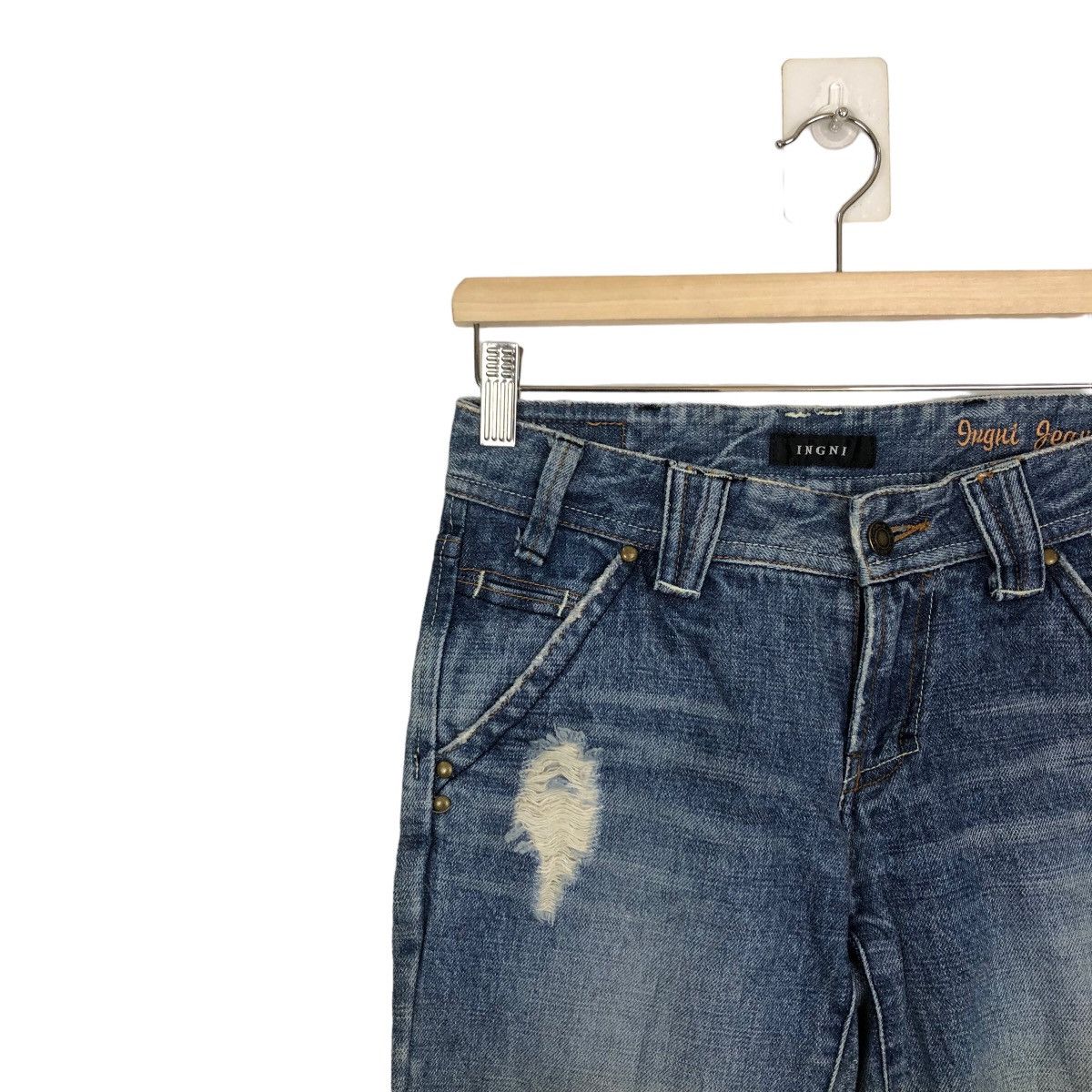 Japanese Brand 🔥RARE BOWCUT DISTRESSED DENIM JEANS INGNI JAPAN Size US 26 / EU 42 - 5 Thumbnail