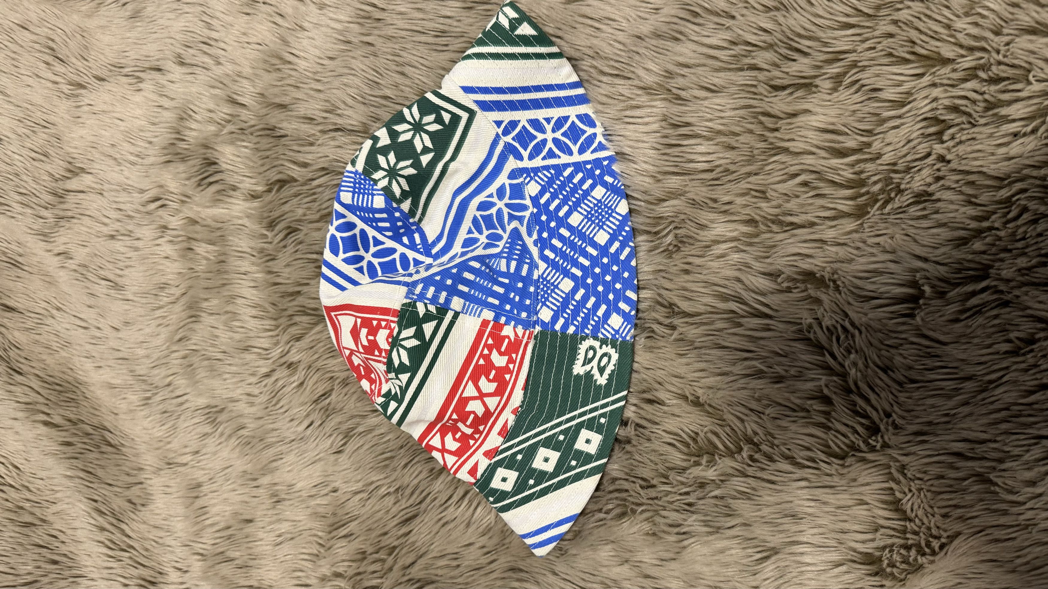 image of Rhude Patchwork-Print Bucket Hat in White, Men's