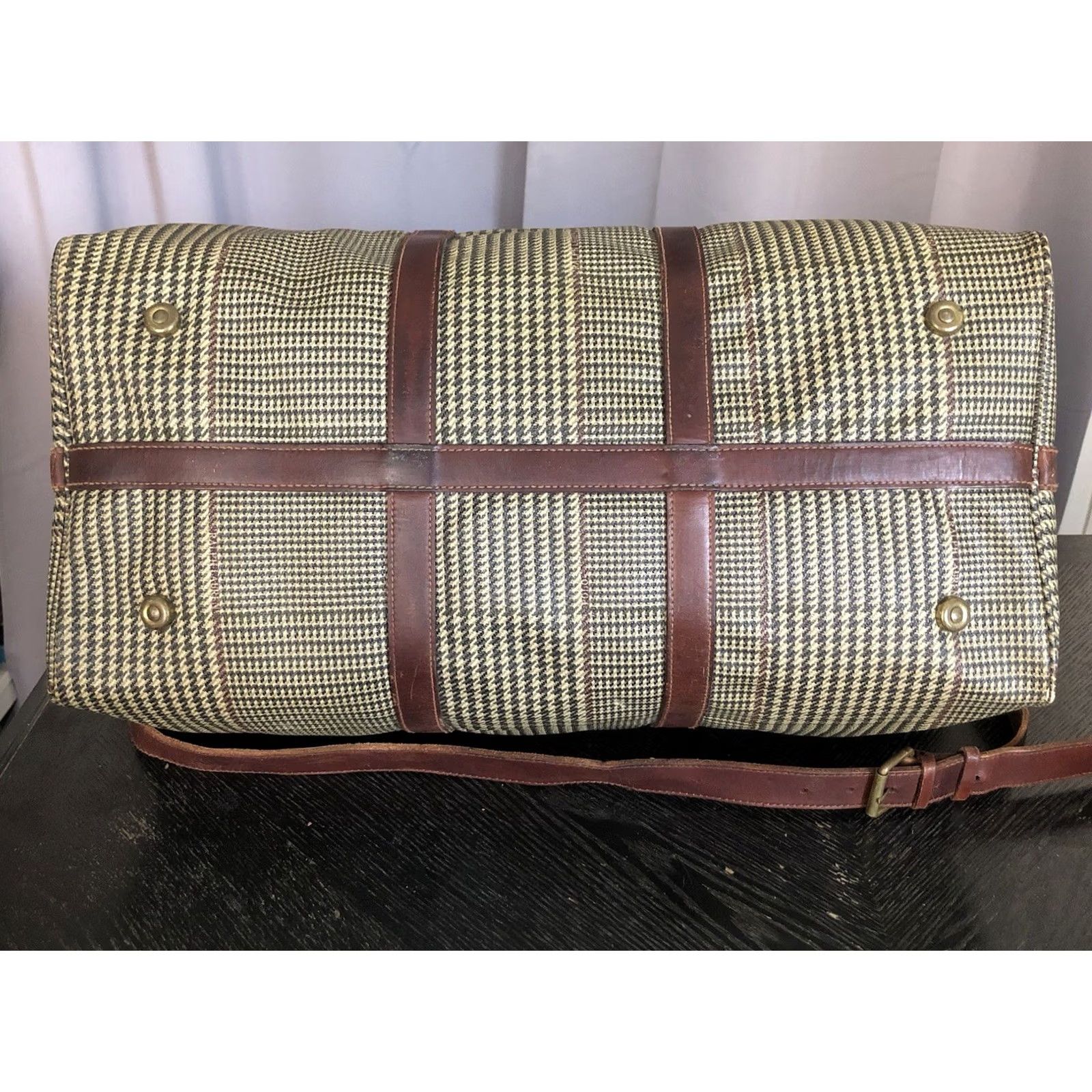 Polo Ralph Lauren VINTAGE Polo Ralph Lauren Houndstooth Duffel Bag Weekender Travel Carry All Case Men Large Brown Canvas Leather Size US L / EU 52-54 / 3 - 6 Thumbnail