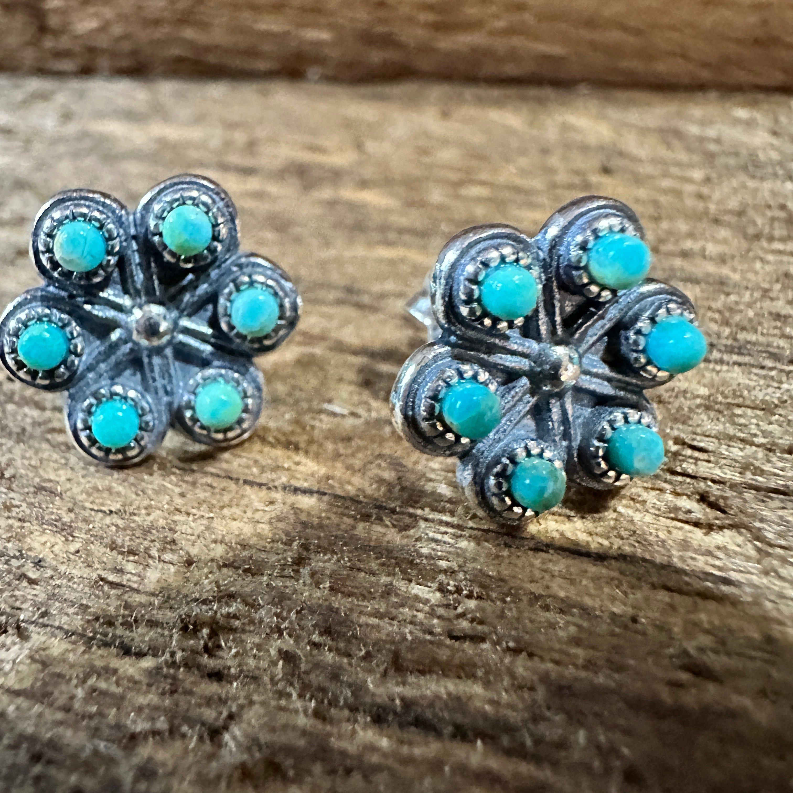 Other Iris Blossom Turquoise Silver Studs Size ONE SIZE - 1 Thumbnail