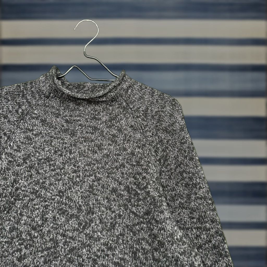 Vintage LL Bean Mens LT Gray Organic Cotton Roll Neck Sweater Waffle Knit Pullover Size US L / EU 52-54 / 3 - 1 Thumbnail