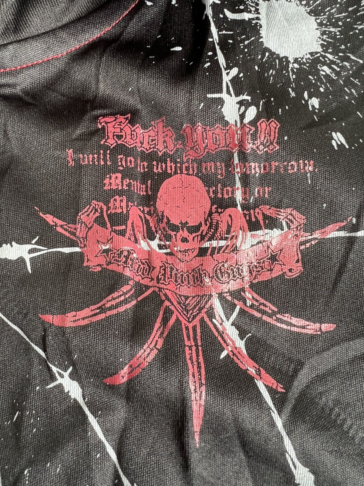 Sex Pot ReVeNGe 1990s Mad Punk 🇯🇵 "Fuck You" Poem Skulls Anarchy Sweater Size US M / EU 48-50 / 2 - 10 Thumbnail