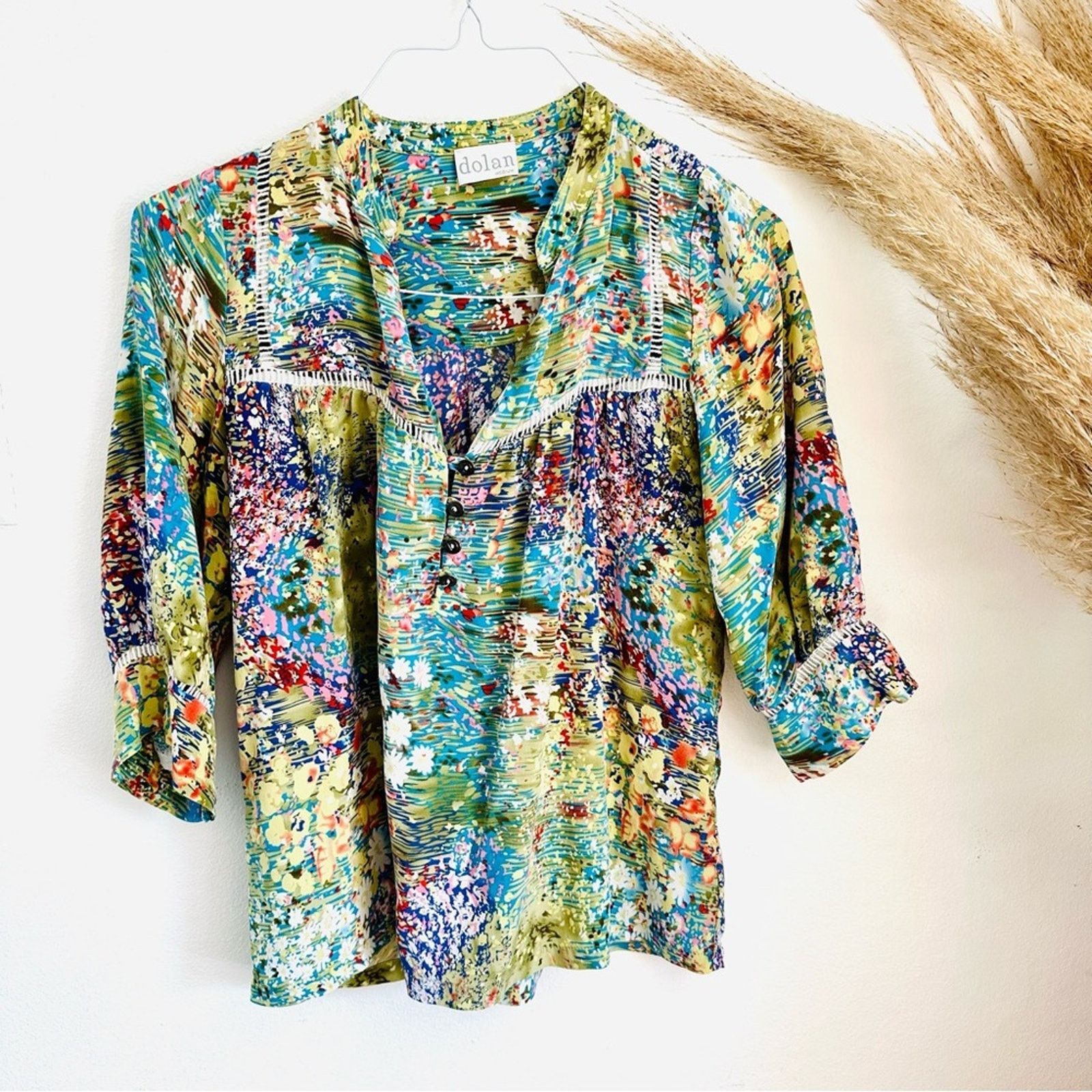 Anthropologie ANTHROPOLOGIE Dolan Blue White Button Silk Blouse Shirt Top Size M / US 6-8 / IT 42-44 - 2 Thumbnail