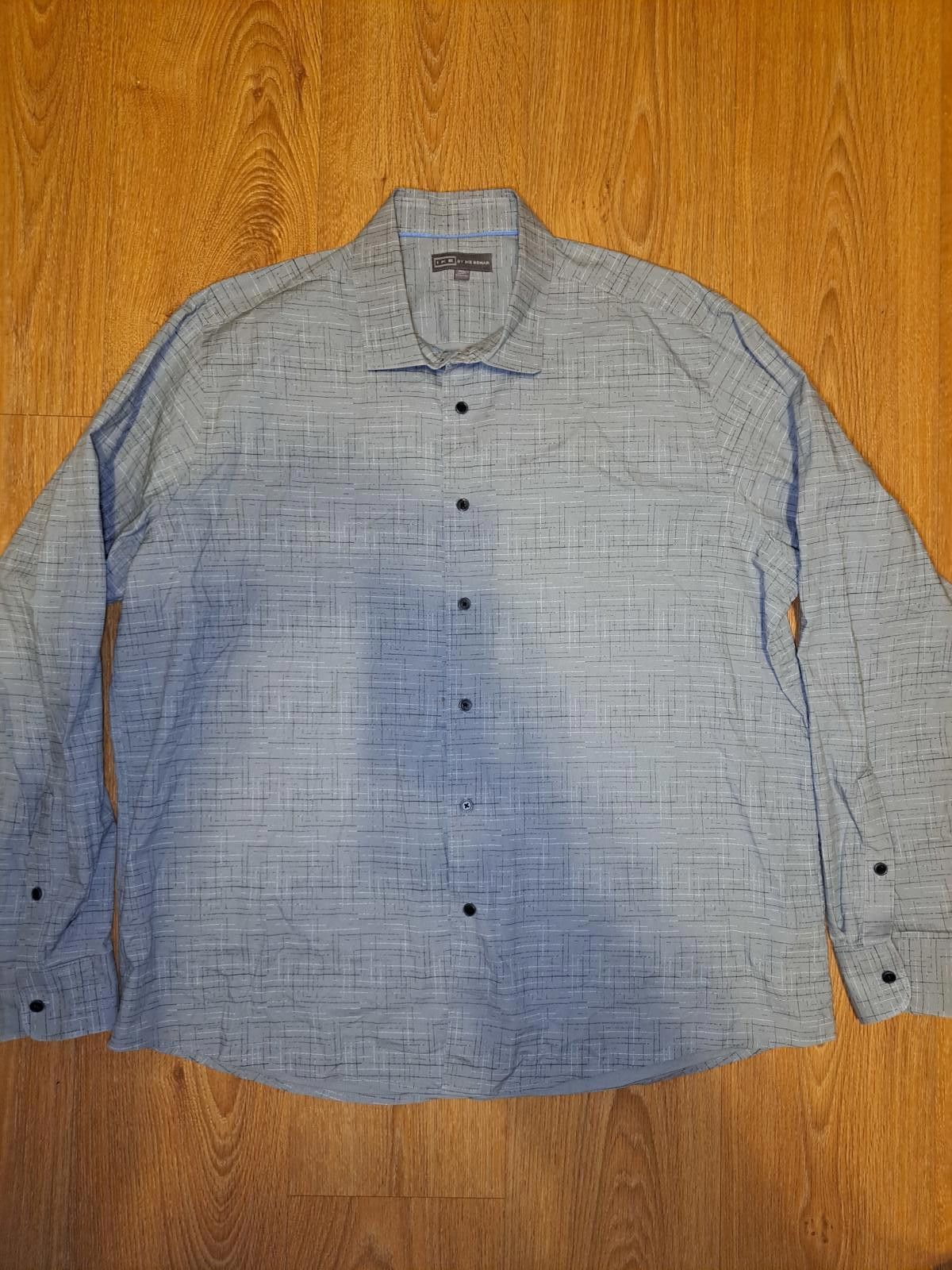 Ike Behar Ike Behar Dress Shirt Mens XL Gray Cotton Abstract Pattern Size 44R - 1 Thumbnail