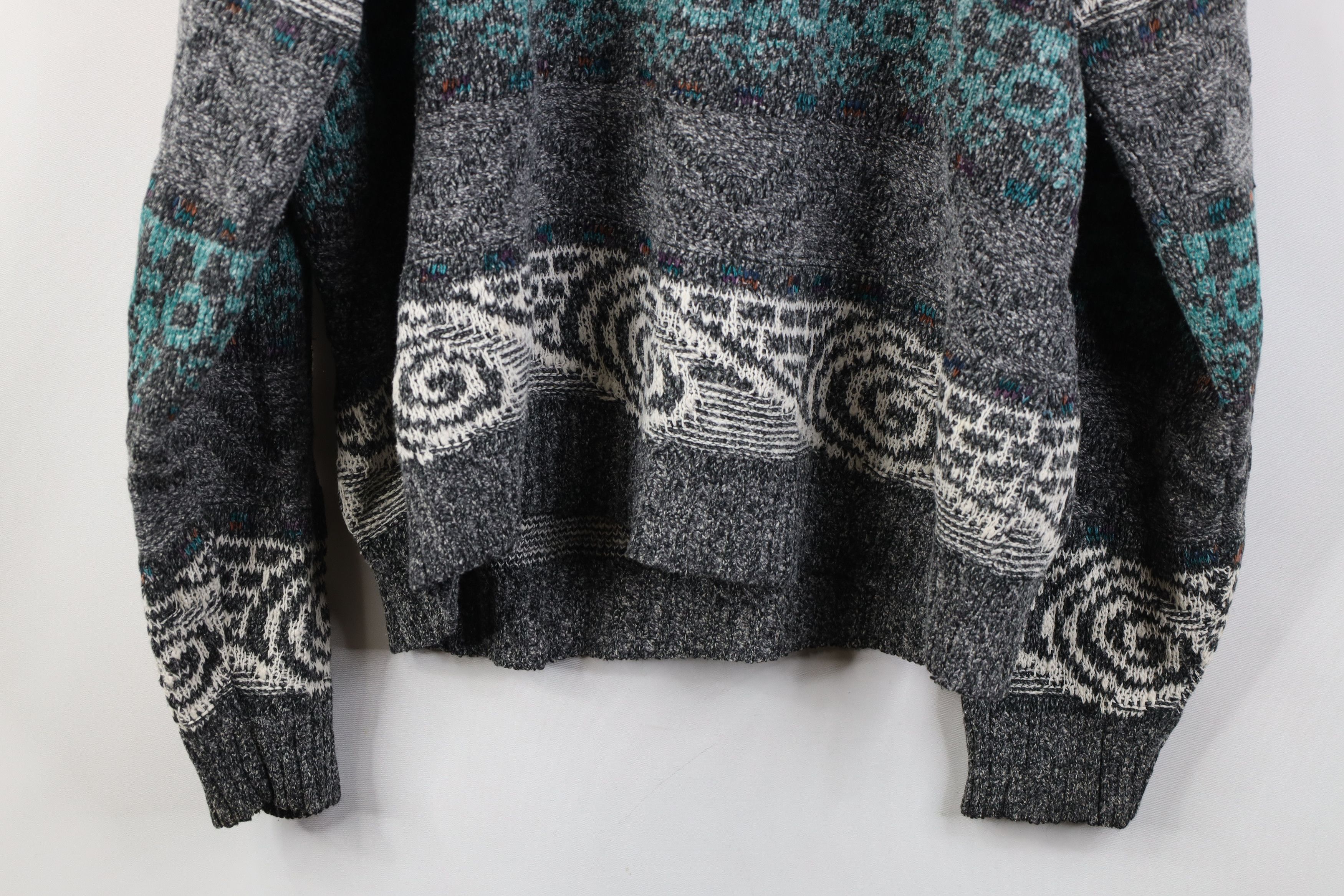 Vintage Vintage 90s Streetwear Geometric Swirl Knit Crewneck Sweater Size L / US 10 / IT 46 - 10 Thumbnail