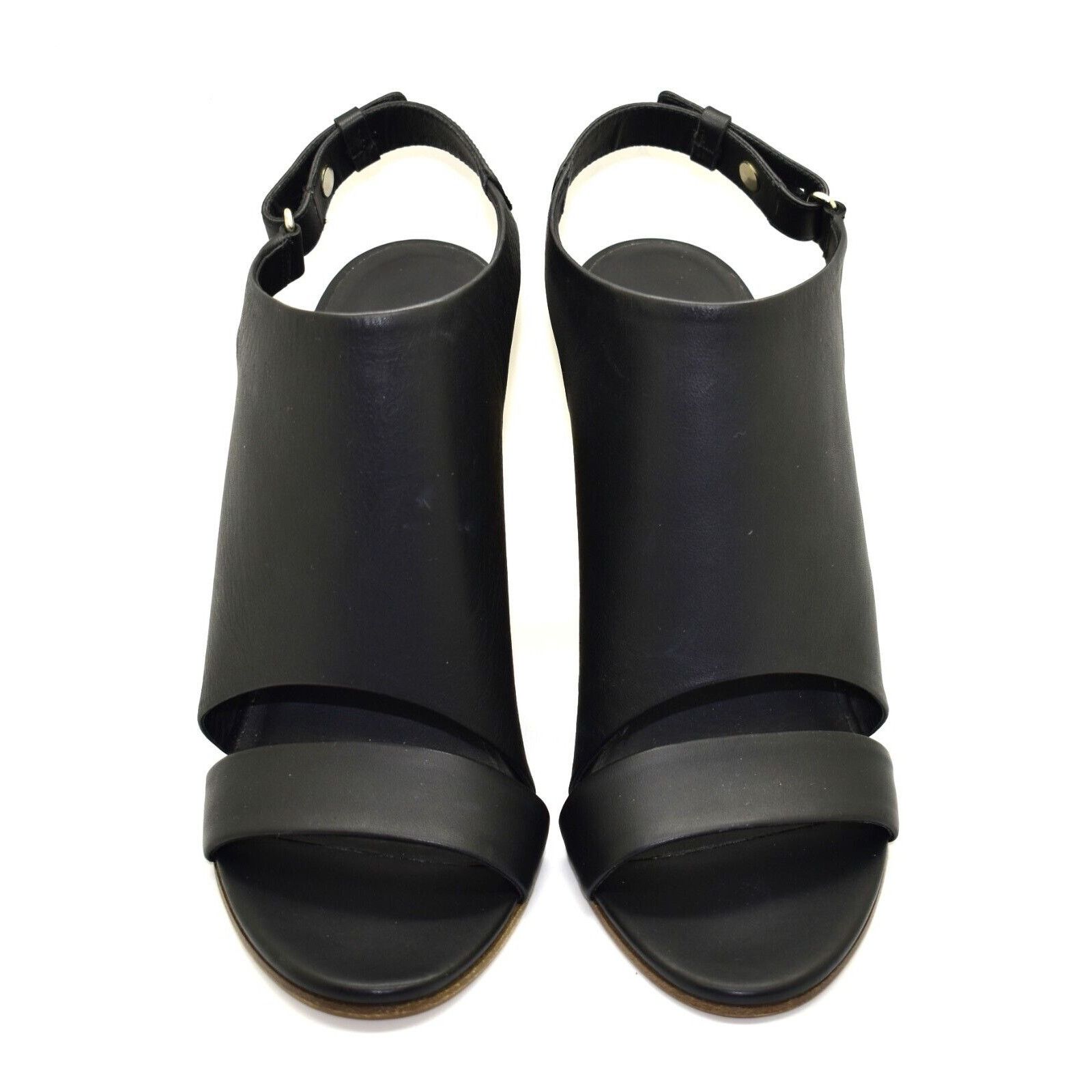 Vince NEW VINCE Black Leather Open Toe High Wedge Sandals 8 M $425 Size US 8 / IT 38 - 3 Thumbnail