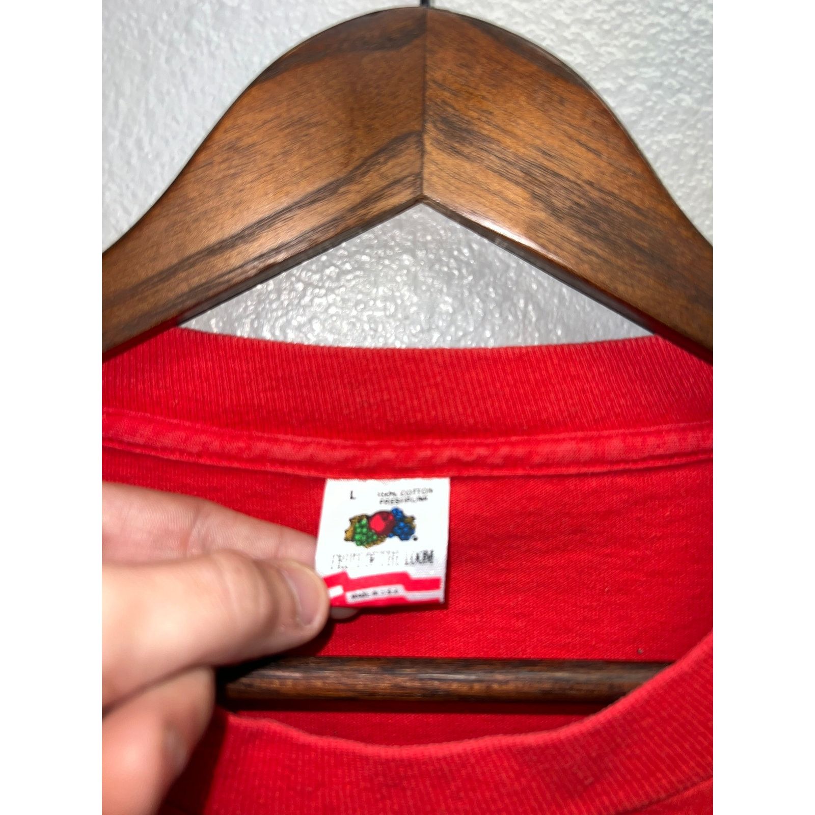 Fruit Of The Loom 90s Vintage Fruit Of The Loom Red Blank Shirt Tee VTG Large Size US L / EU 52-54 / 3 - 5 Thumbnail