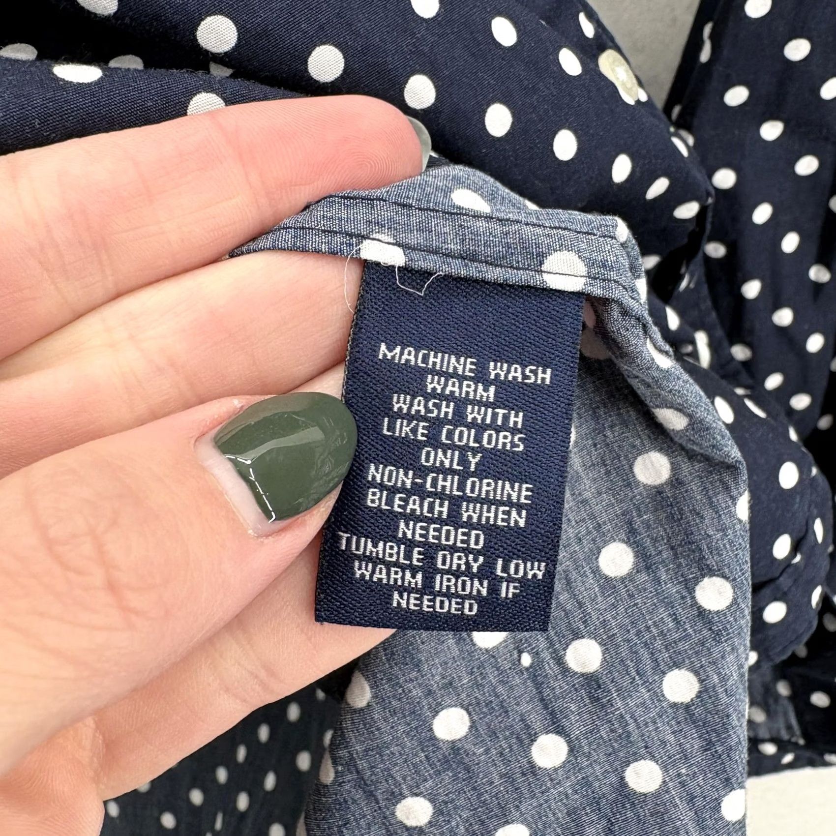 Chaps Chaps Shirt Womens 2X Navy White Polka Dot Button Front Long Sleeve Cotton Size XXL / US 16-18 / IT 52-54 - 6 Thumbnail