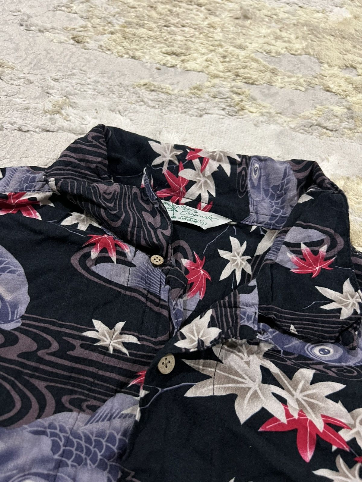 Sun Surf Vintage Japanese Koi Fish & Maple Leaf Rayon Hawaiian Shirt Size US XL / EU 56 / 4 - 4 Thumbnail