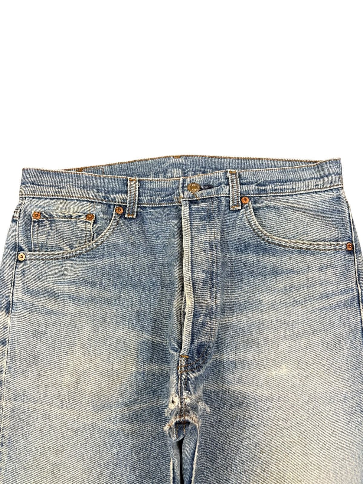 Levi's Vintage 90s Levis 501 Mud Wash Distressed Loose Jeans Size US 32 / EU 48 - 4 Thumbnail