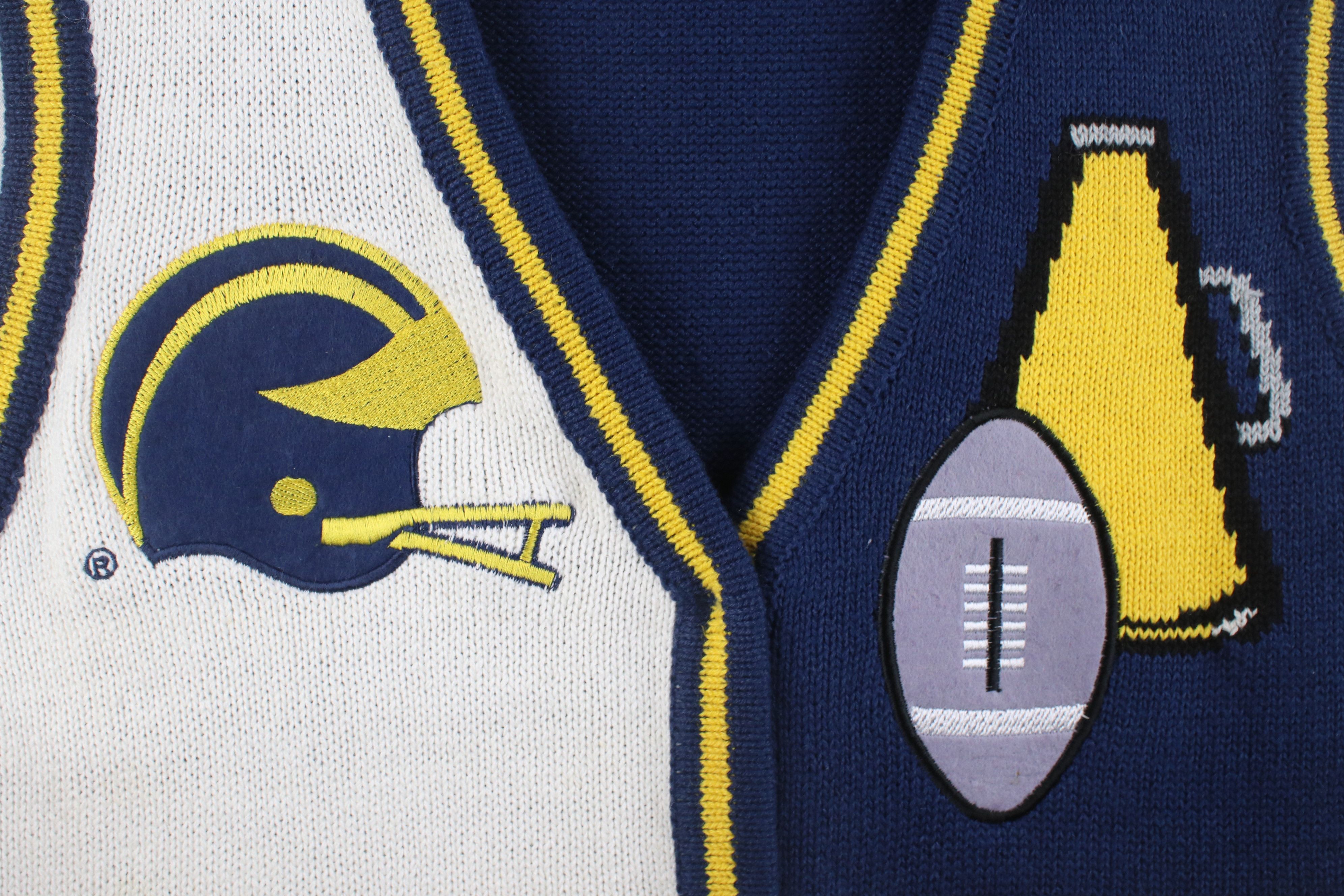 Vintage Vintage 90s University of Michigan Football Cardigan Sweater Size M / US 6-8 / IT 42-44 - 9 Thumbnail