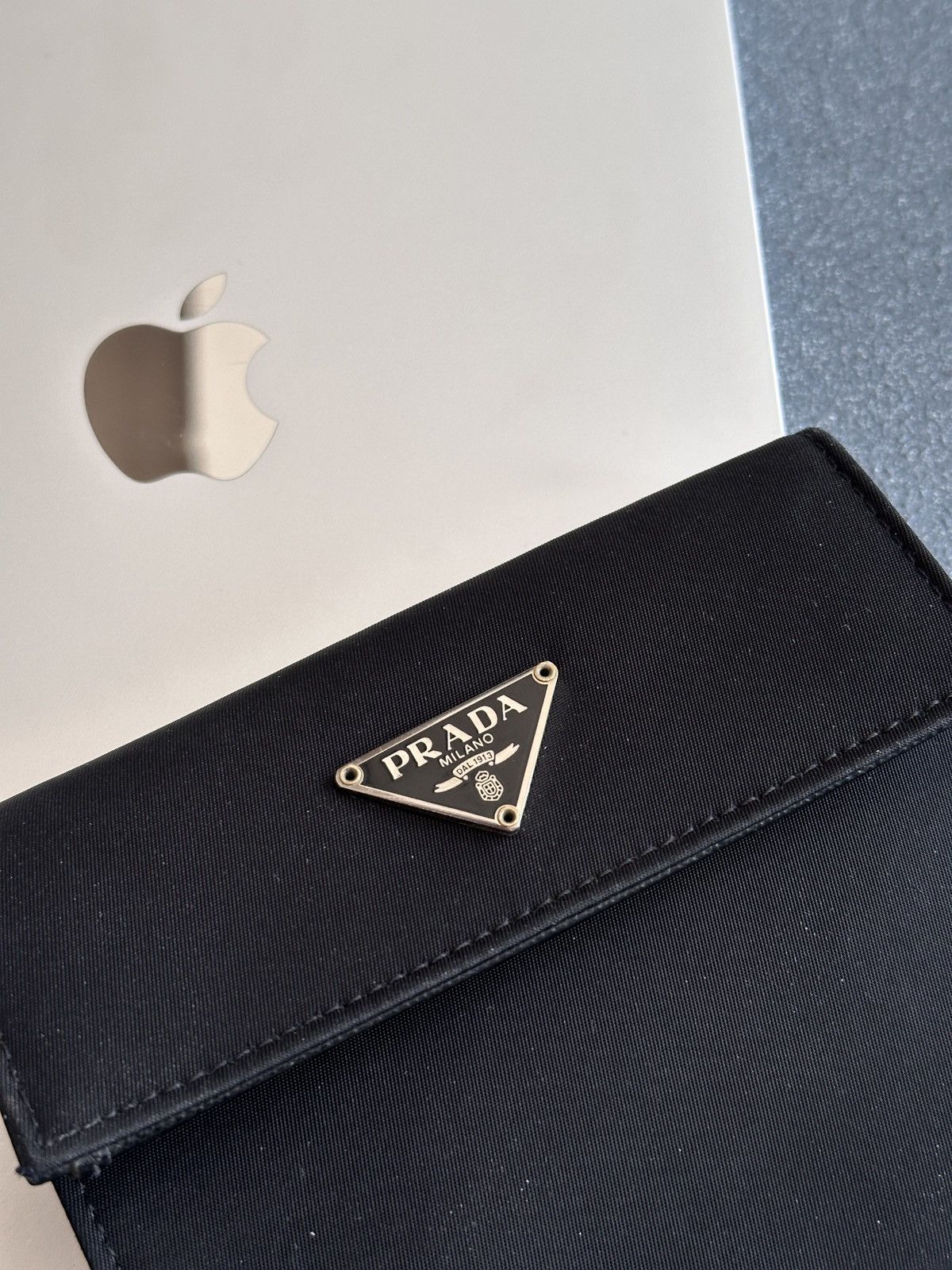 Prada PRADA Triangle Logo Tessuto and Saffiano Tri-Fold Wallet Size ONE SIZE - 5 Thumbnail