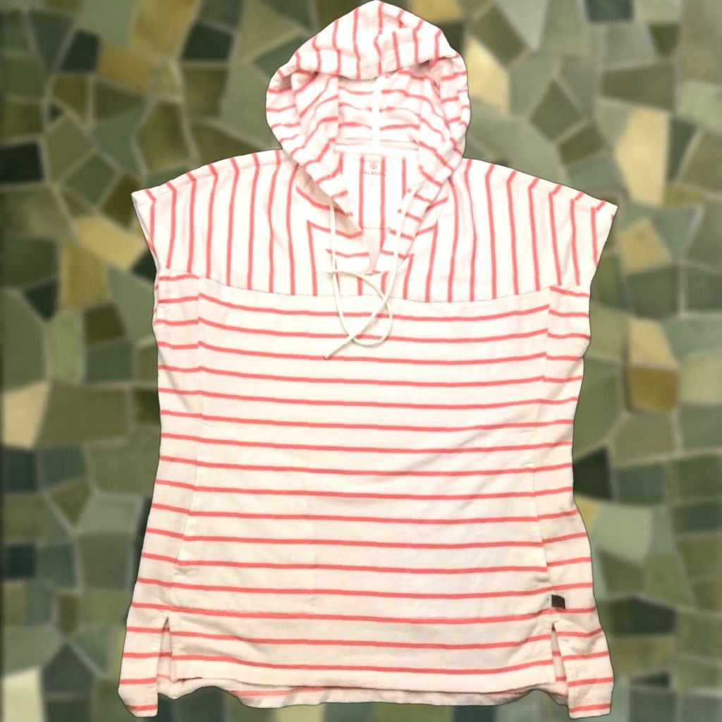 Talbots Talbots Womens Hoodie Small Peach Striped Sleeveless Sweatshirt Hooded Pockets V-Neck Casual Fall Winter Pink Sweatshirt Ladies (S) Size S / US 4 / IT 40 - 1 Thumbnail