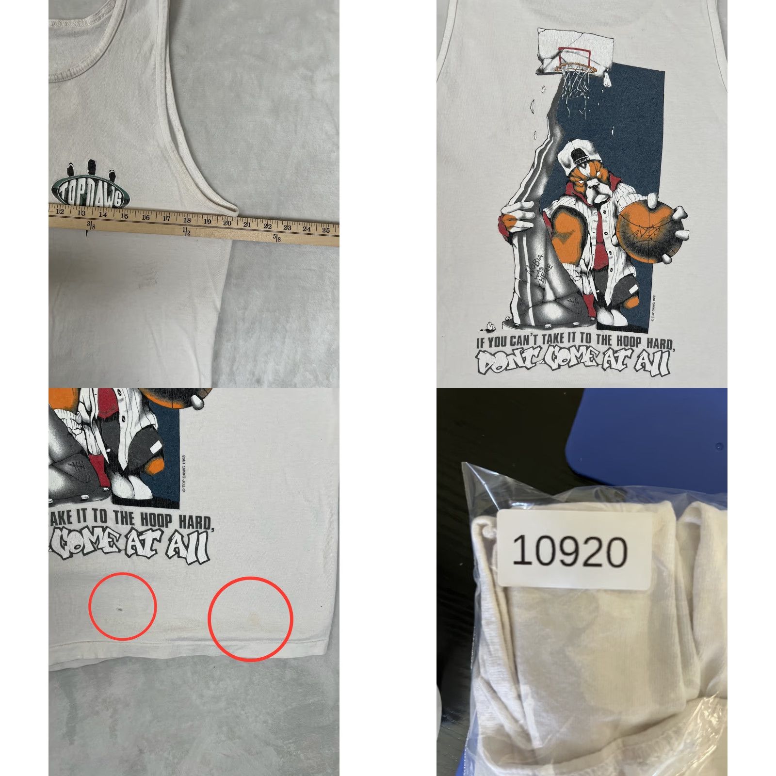 Vintage VINTAGE Top Dawg Tank Shirt Mens M White Basketball Graphic Print 90s Sleeveless Round Neck Cotton Size US M / EU 48-50 / 2 - 8 Thumbnail