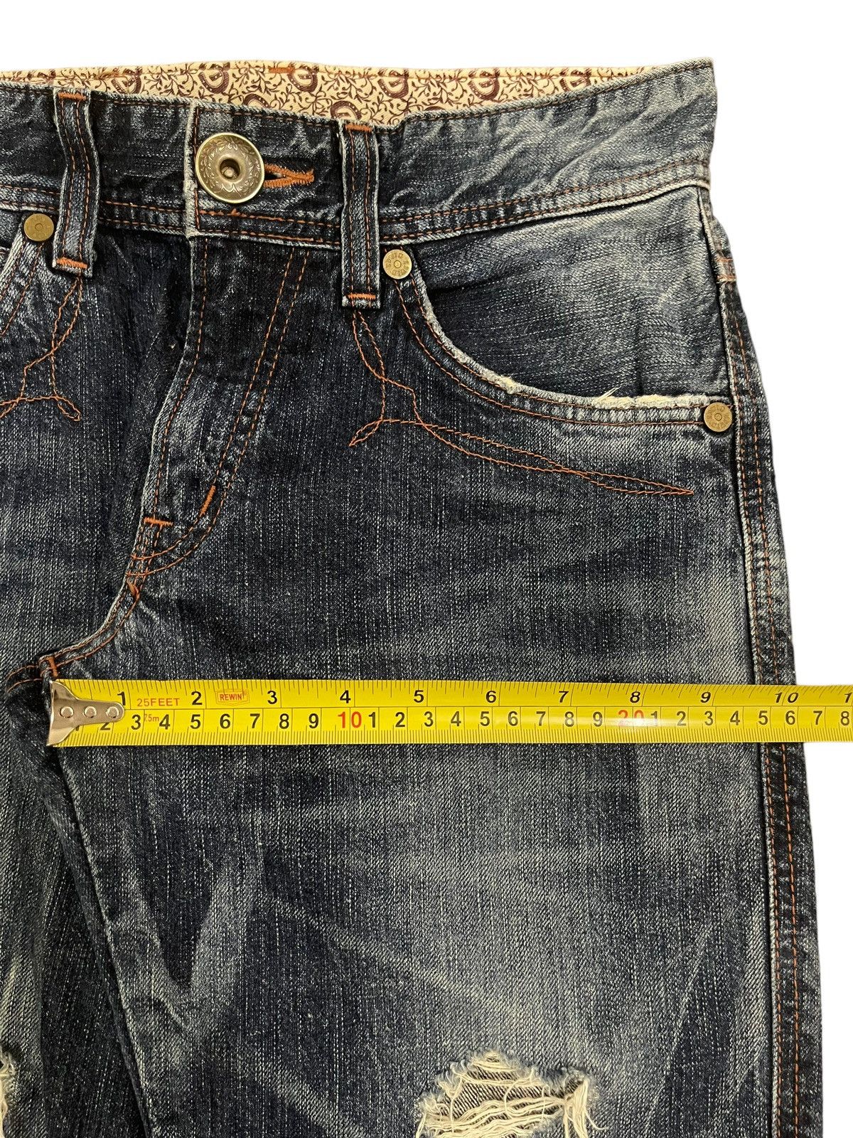 Edwin Vintage Edwin 503 Blue Wash Style Distressed Loose Jeans Size US 30 / EU 46 - 13 Thumbnail