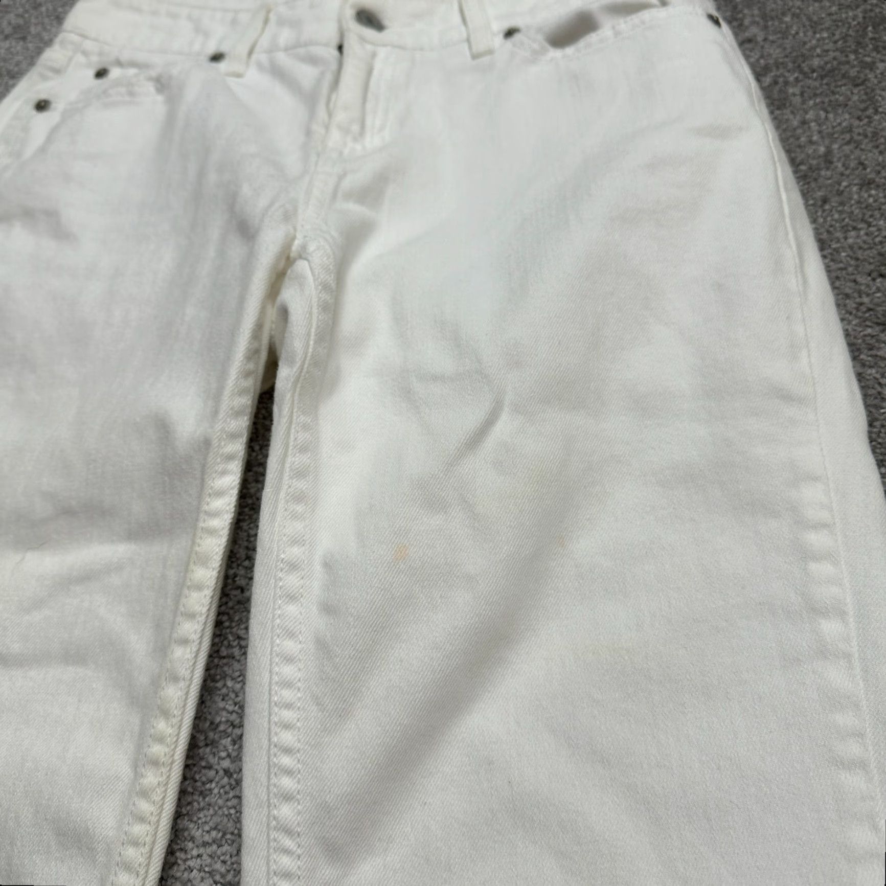 Vintage LL. Bean Favorite Fit Cropped Denim Jeans Womens 6Reg White Straight Leg 30x20 Size 28" / US 6 / IT 42 - 6 Thumbnail