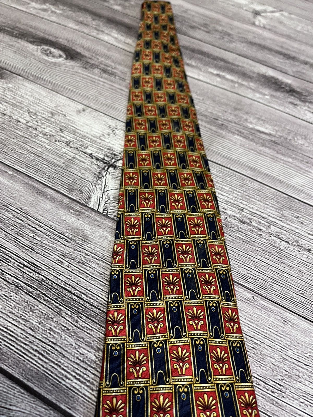 Givenchy Givenchy Silk Tie – Red & Navy Geometric Pattern Size ONE SIZE - 2 Thumbnail