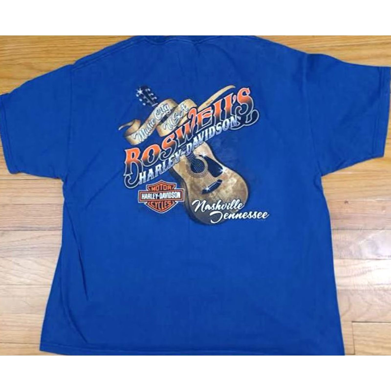 Harley Davidson Harley-Davidson T-Shirt XL Blue Nashville Music City 2010 Short Sleeve Men Cotton Size US XL / EU 56 / 4 - 5 Thumbnail