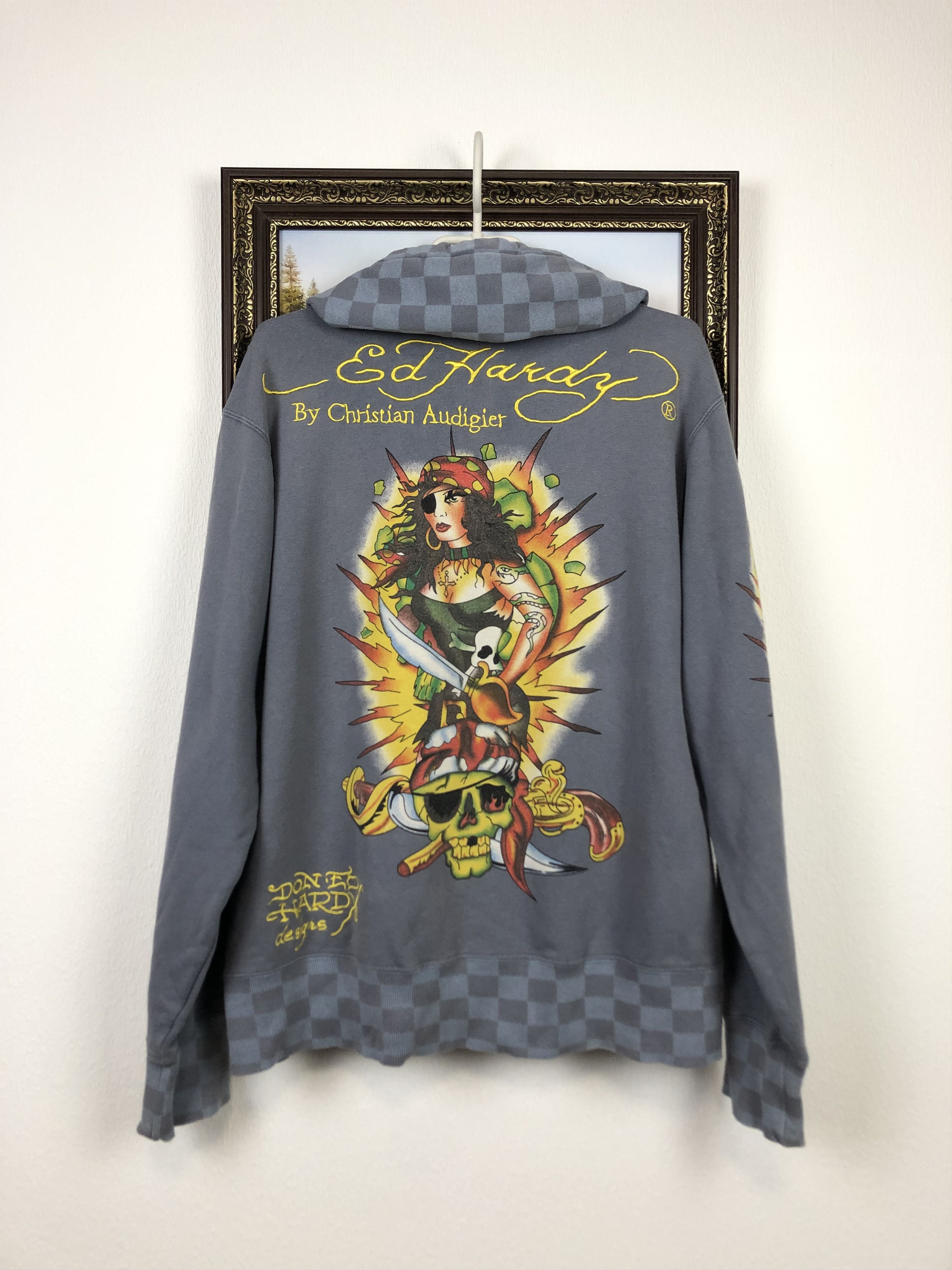 Ed Hardy × Vintage Vintage Ed Hardy Hoodie Jacket Rare Skull Hype Size US L / EU 52-54 / 3 - 1 Thumbnail