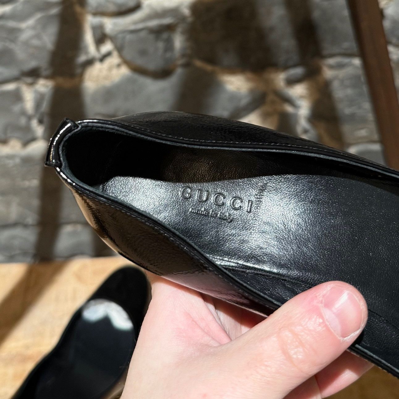 Gucci Gucci Black Patent GG Wedge Pumps Size US 7.5 / IT 37.5 - 11 Thumbnail
