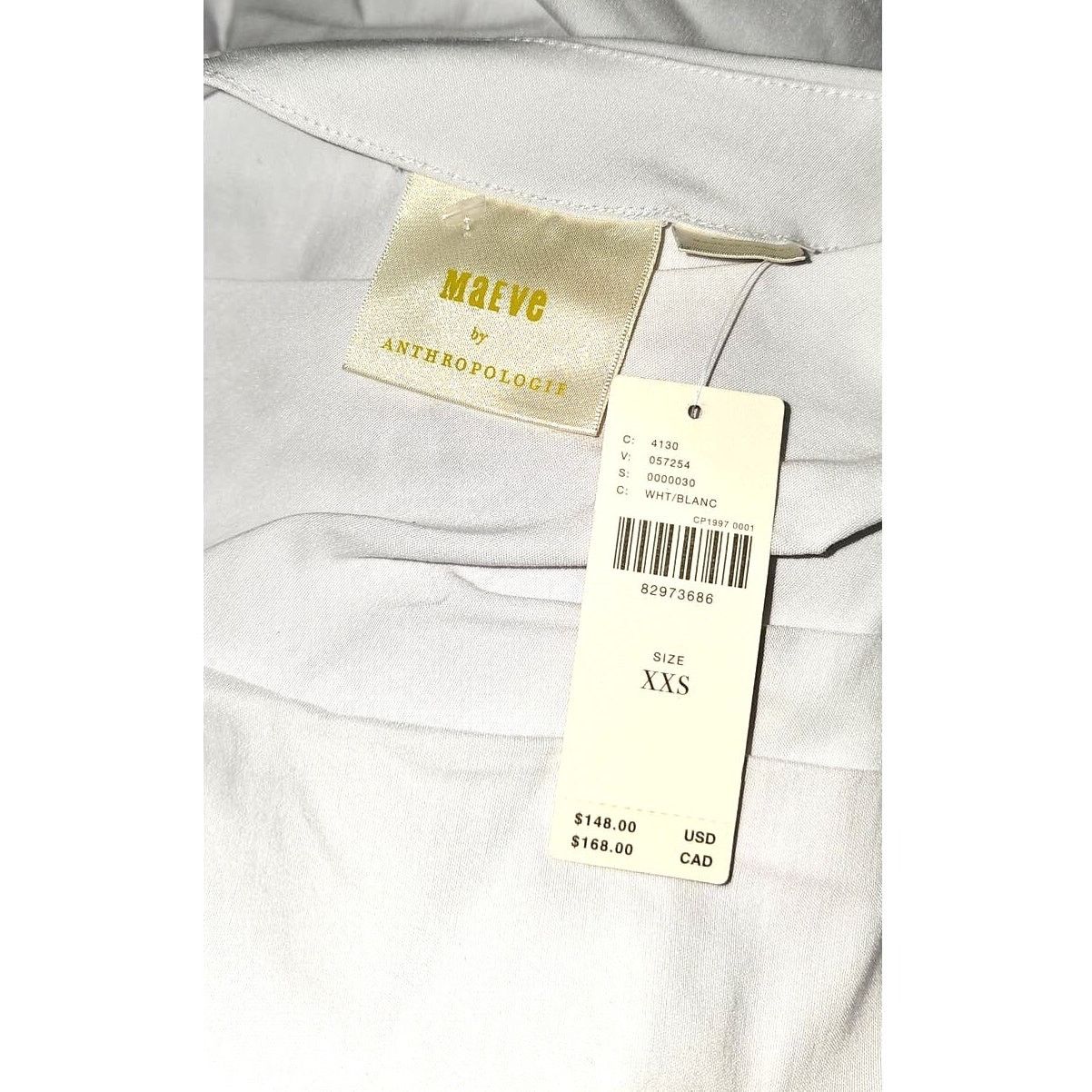 Anthropologie New Maeve Slim Puff-Sleeve Ruched Mini Dress $148 XXS White Size XXS / US 00 / IT 34 - 7 Thumbnail