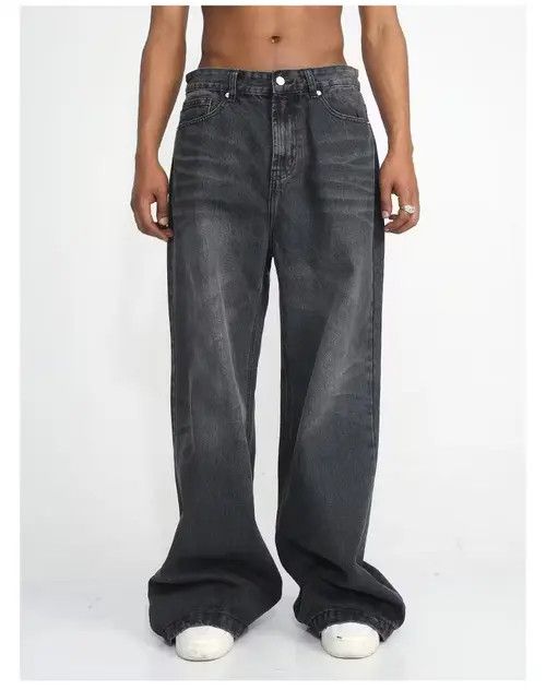image of Vintage Faded Distressed Flared Baggy Jeans in Grey, Men's (Size 32)