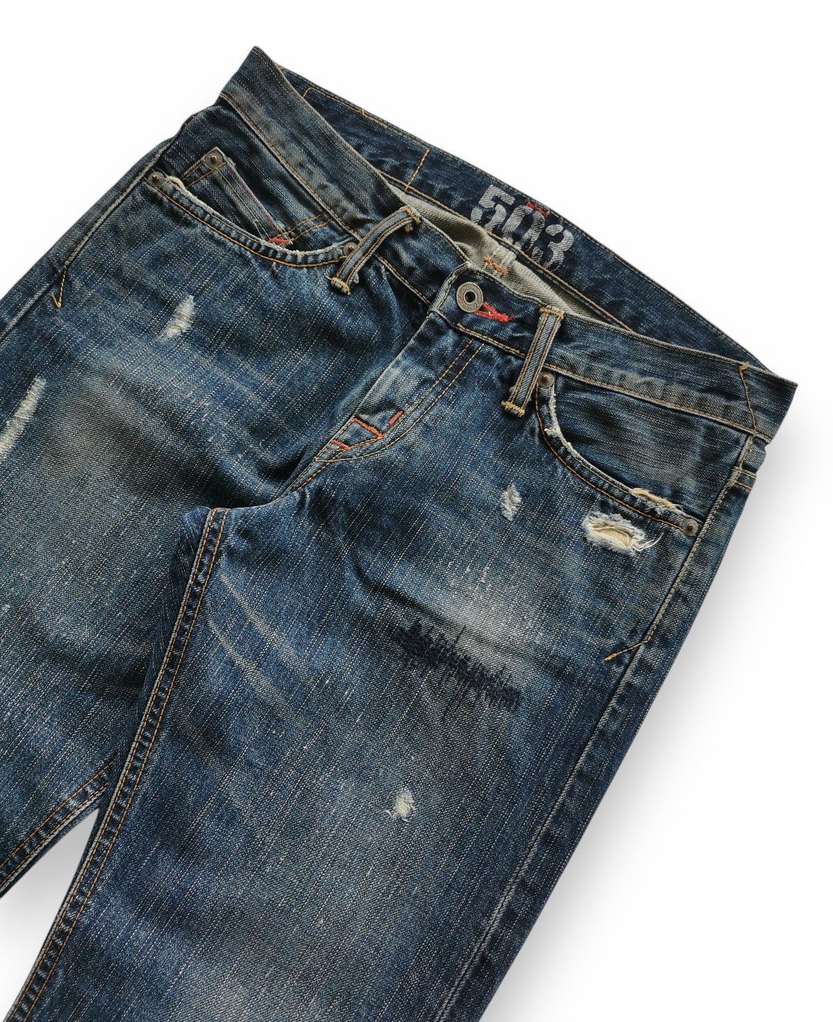 Miss Edwin 503 Cropped Distressed Denim Jeans Women Size 30