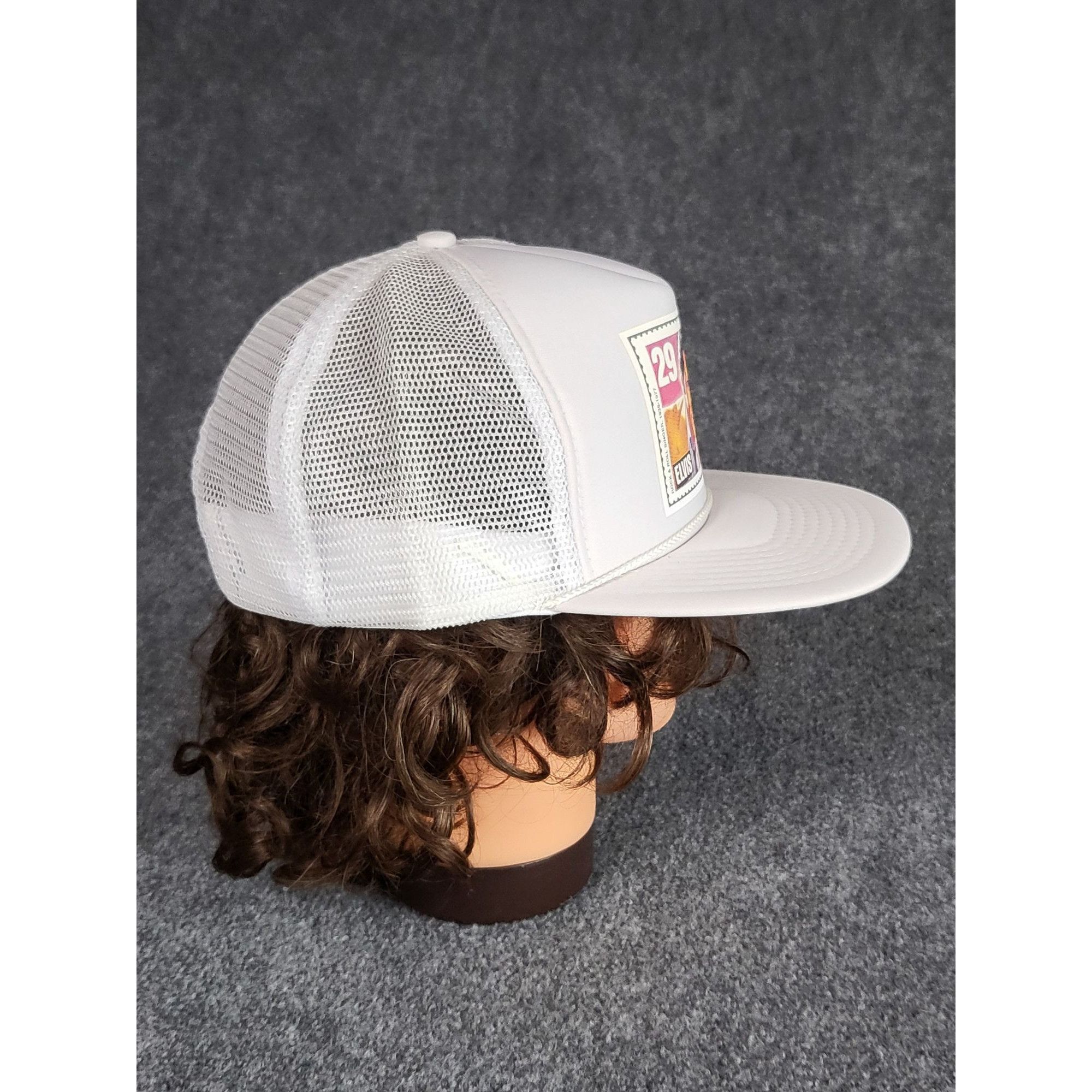 Vintage Vintage Elvis Postage Stamp Snapback Hat Rope Trucker White Size ONE SIZE - 5 Thumbnail