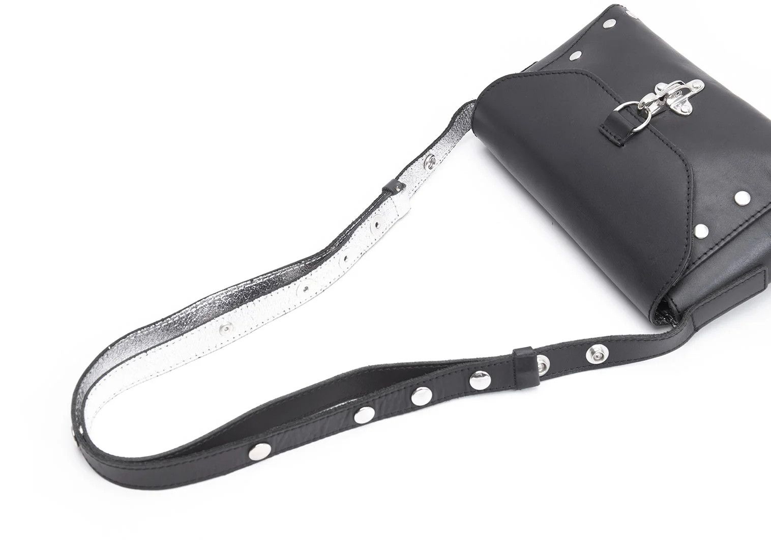 Maison Margiela Foil Leather Shoulder Bag in Black and Silver Size ONE SIZE - 13 Thumbnail