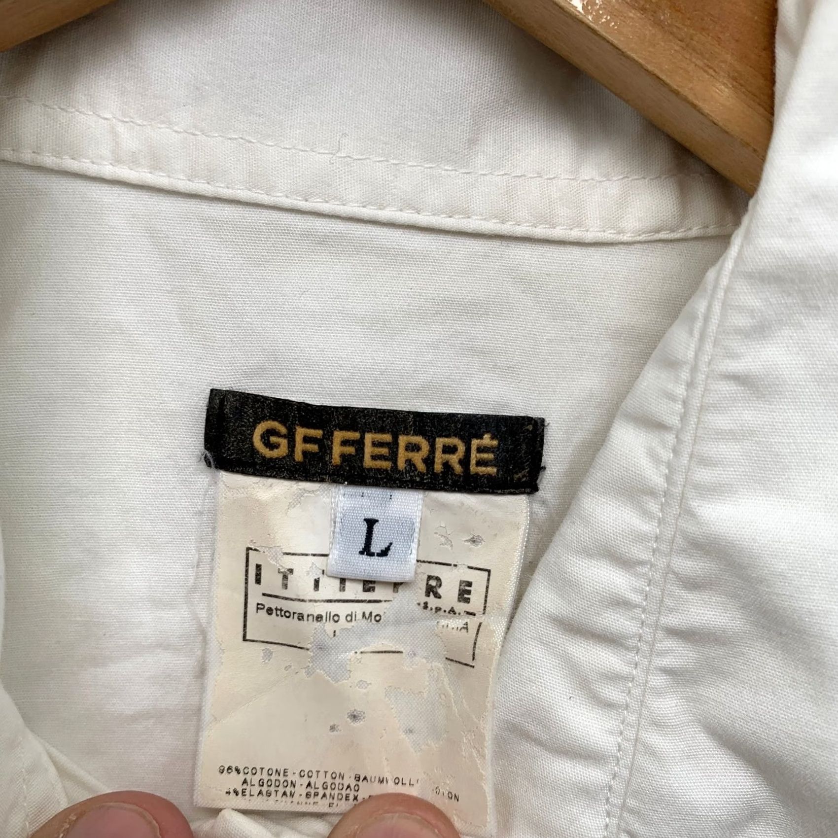 Vintage Gfferre Button Top Womens Large Studded Snap White Long Sleeve Made Italy Shirt Womens L White Studded Button-Up Size L / US 10 / IT 46 - 6 Thumbnail