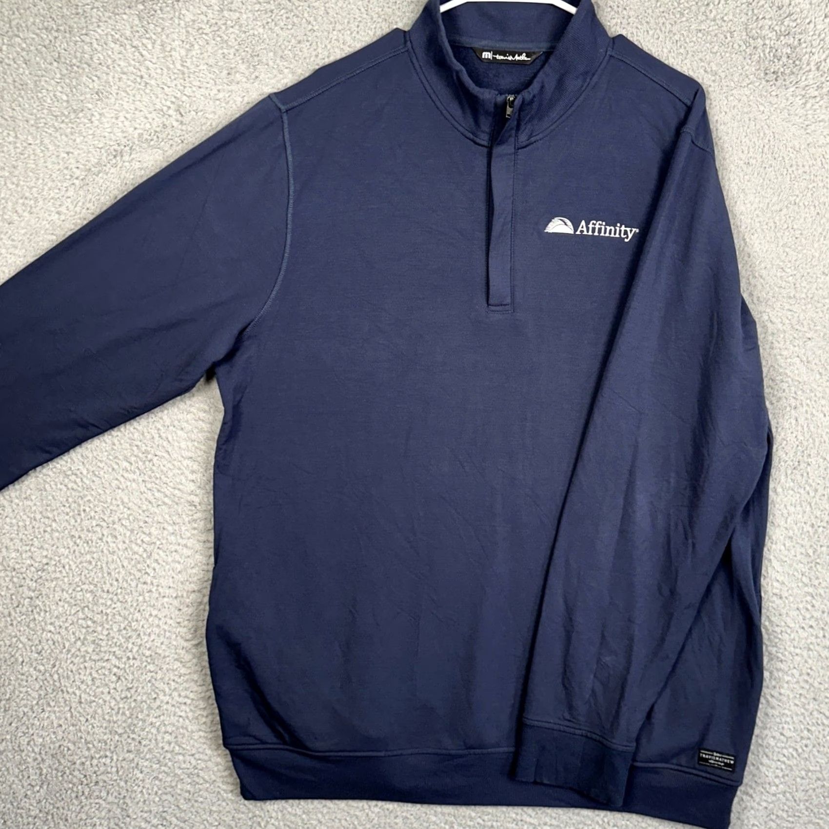 TravisMathew TravisMathew Sweatshirt Mens XL Navy Blue Quarter Zip Pullover Stretch Pockets Size US XL / EU 56 / 4 - 2 Thumbnail