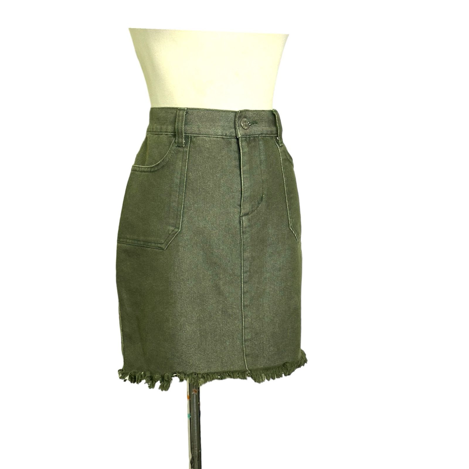 Esprit Esprit Y2K green denim Y2K raw hem mini skirt size 2 Size 26" / US 2 / IT 38 - 11 Thumbnail