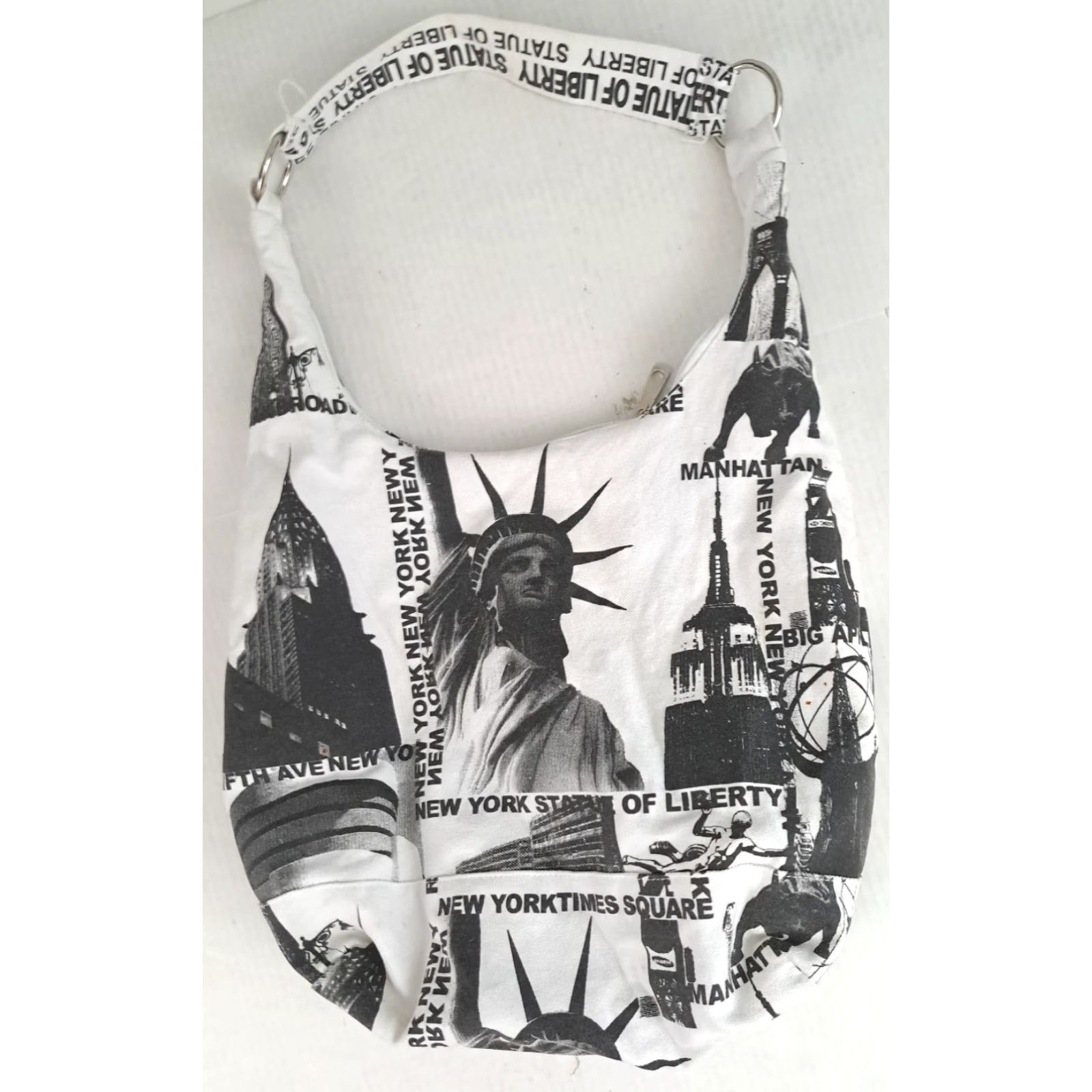 CLOSED VINTAGE Statue of Liberty Canvas Zipper Close Shoulder Tote Bag 14x15 Size ONE SIZE - 4 Thumbnail