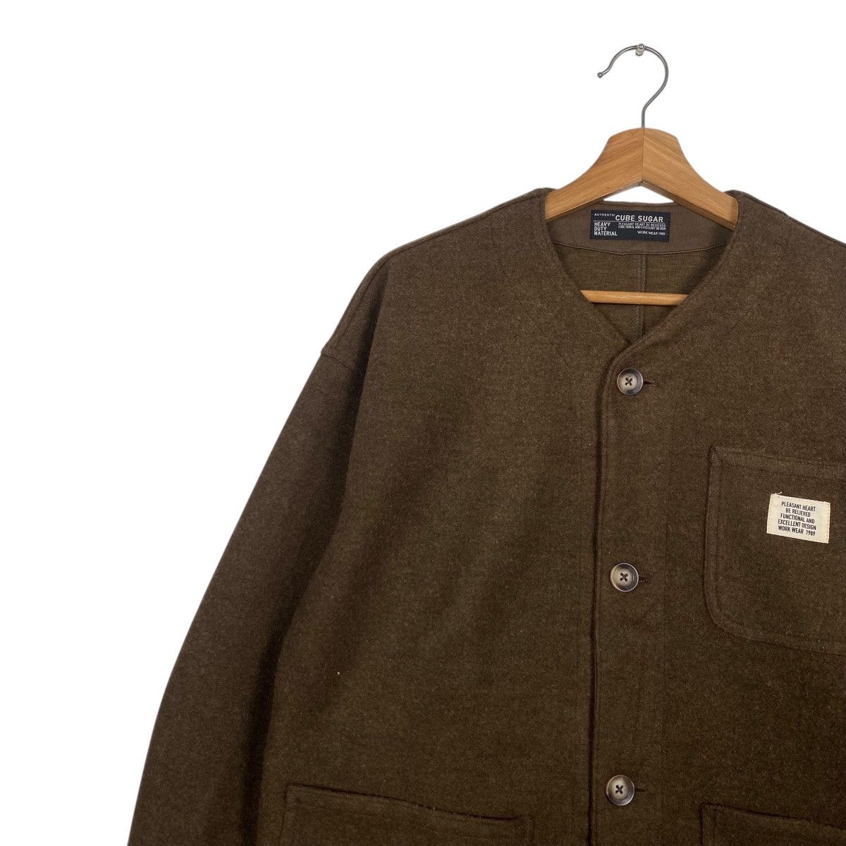 Japanese Brand Cube sugar colarless workwear button jacket Size US M / EU 48-50 / 2 - 5 Thumbnail